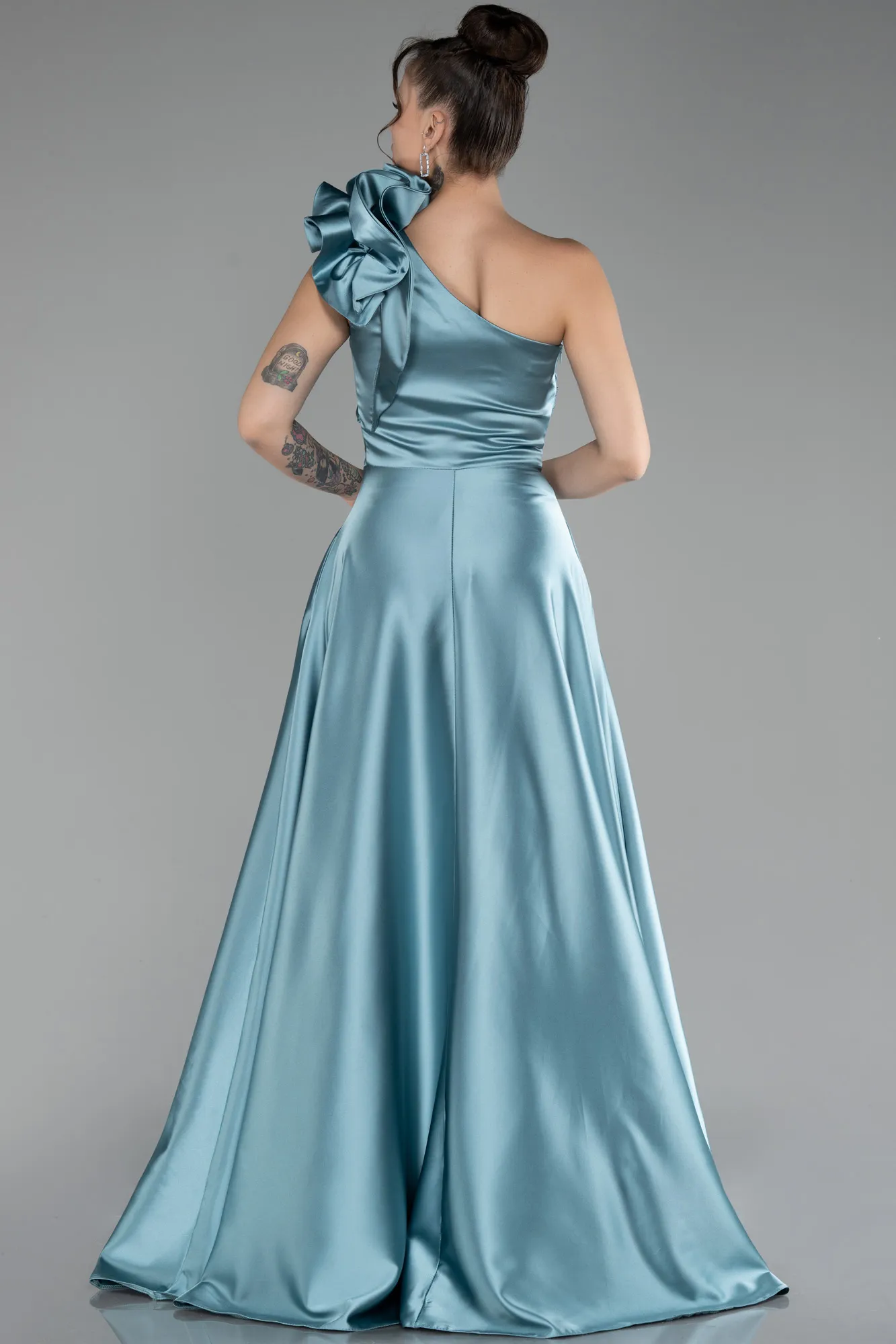 Mint-Long Satin Evening Dress ABU4189