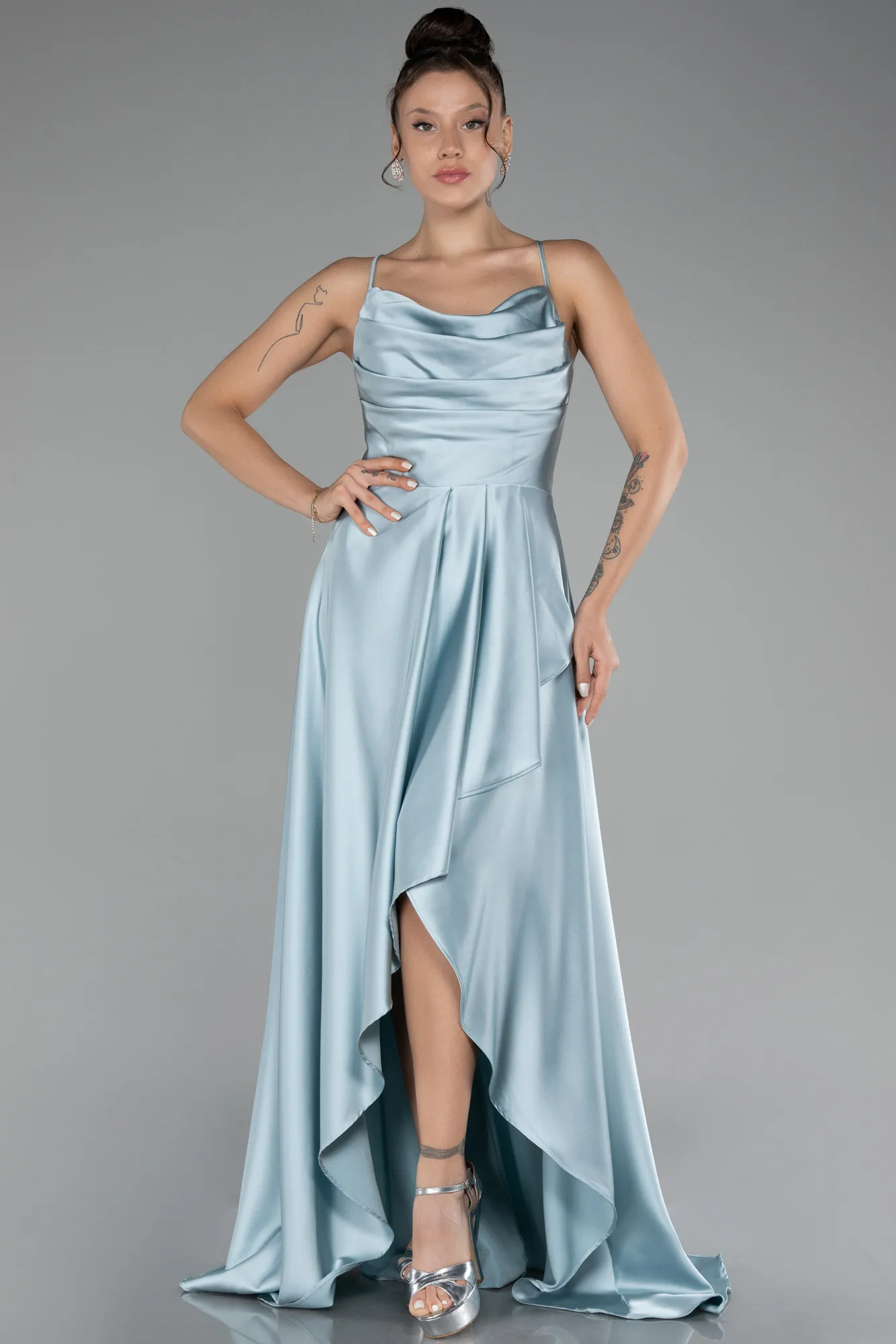 Mint-Long Satin Prom Gown ABU3242