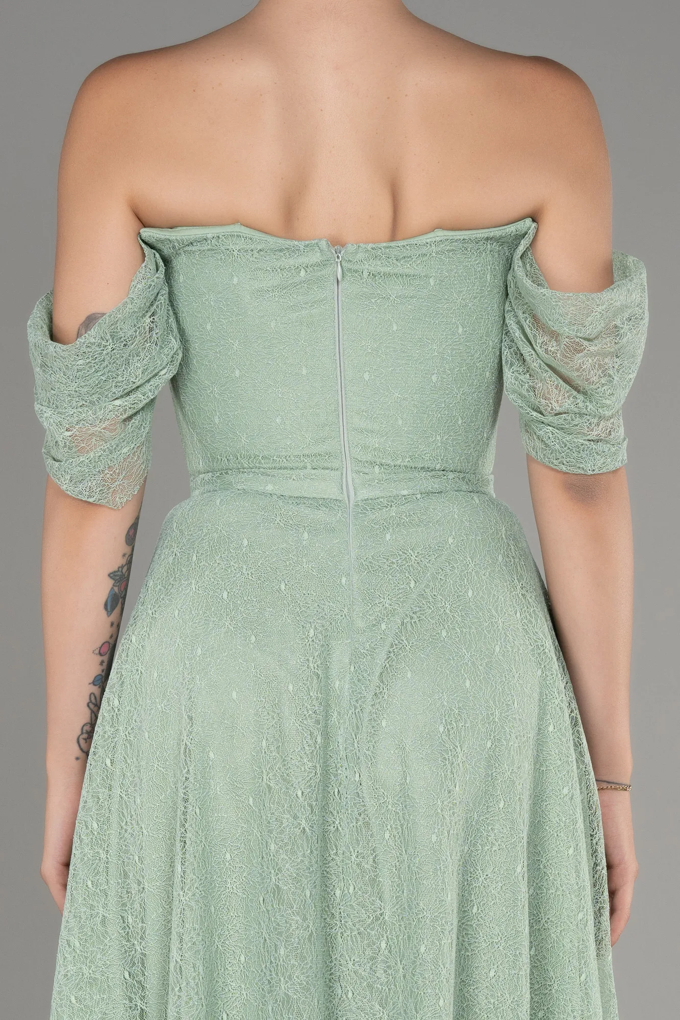 Mint-Midi Dantelle Cocktail Dress ABK2103