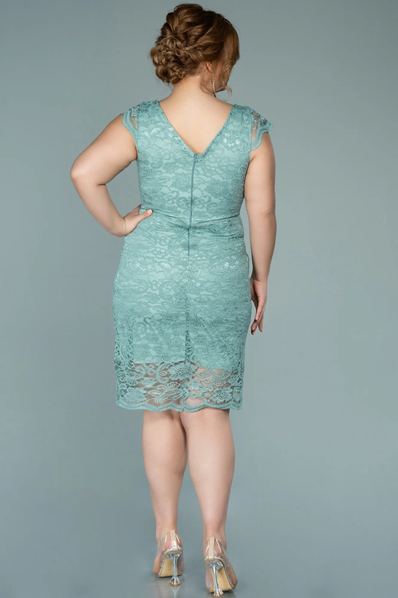 Mint-Short Oversized Evening Dress ABK010