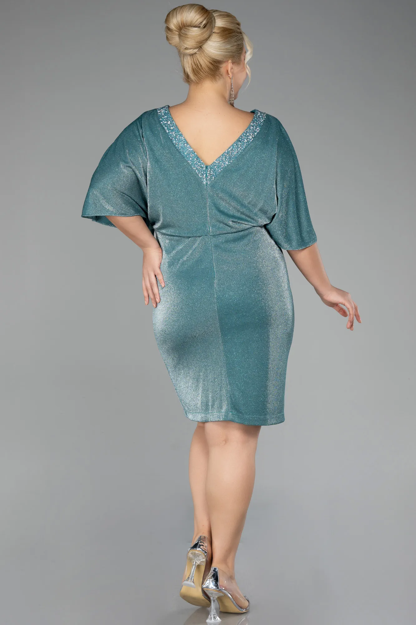 Mint-Short Plus Size Cocktail Dress ABK1996