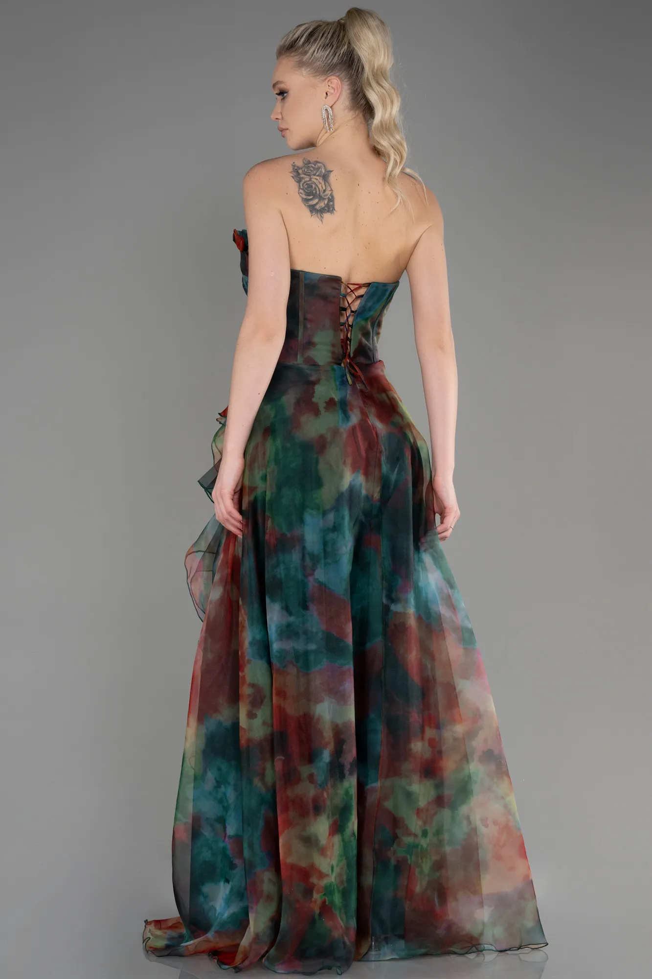 Multicolored-Long Evening Dress ABU3360