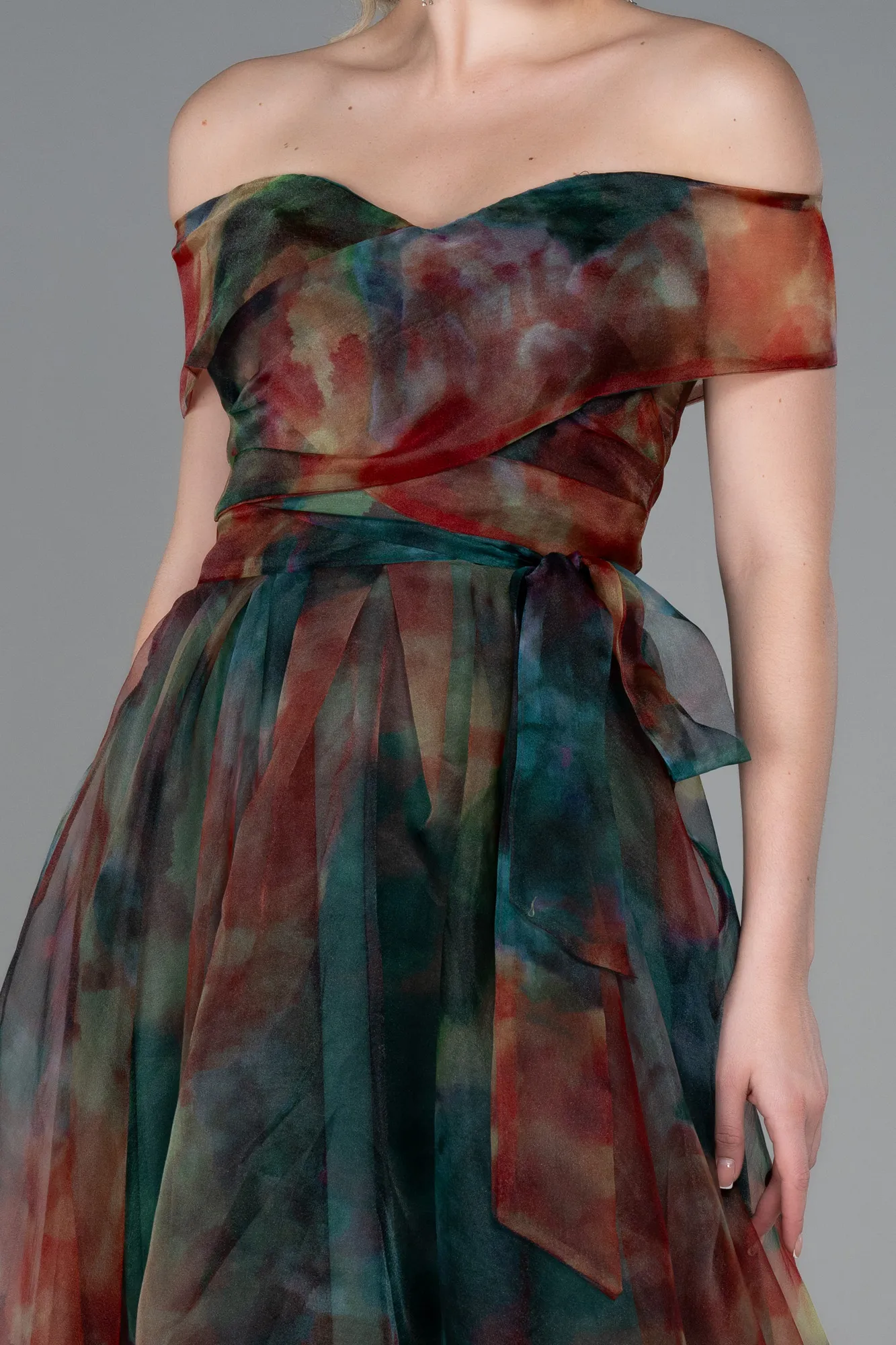 Multicolored-Midi Invitation Dress ABK1820