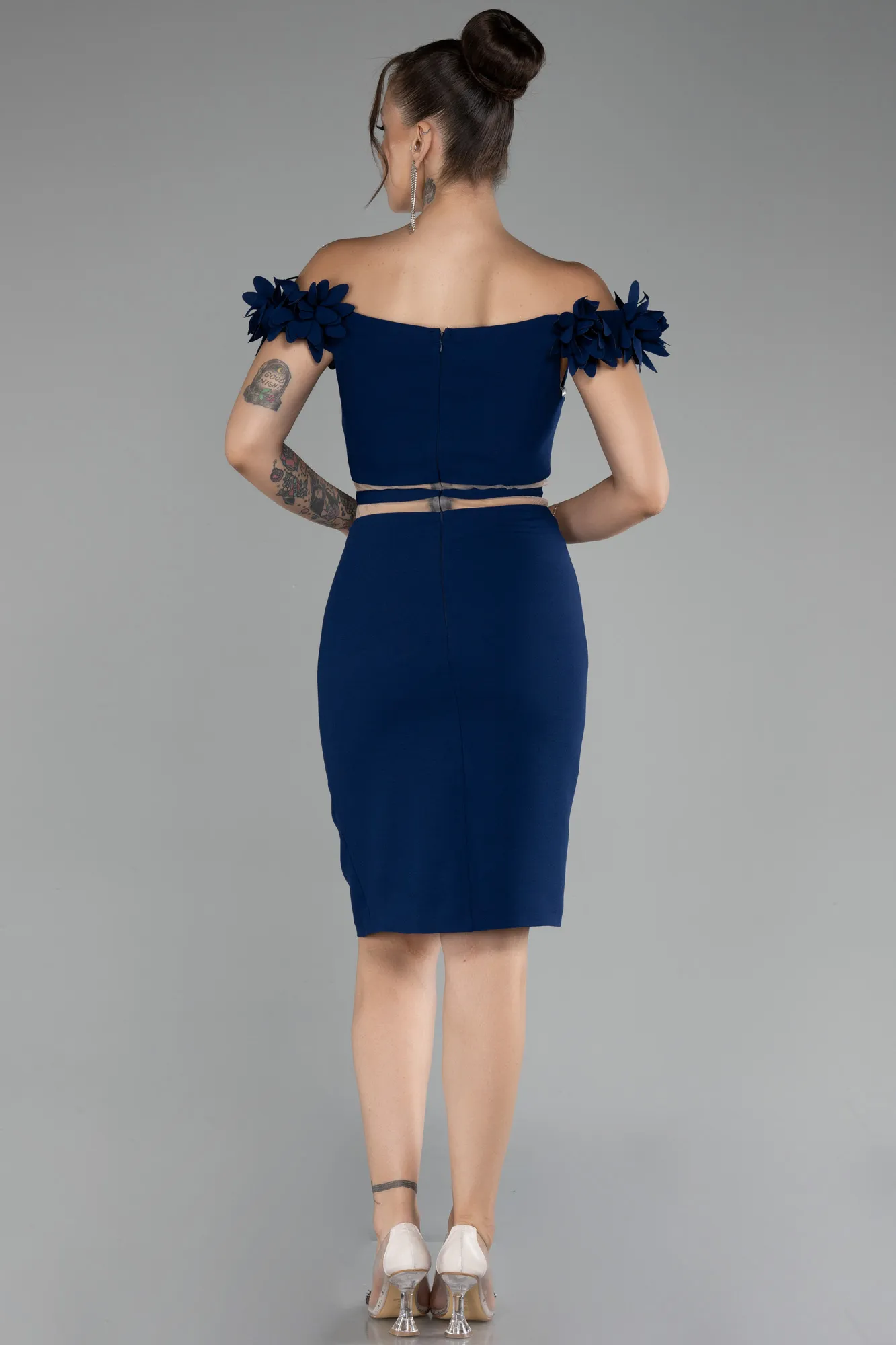 Navy Blue-Boat Neck Short Cocktail Dress ABK2120