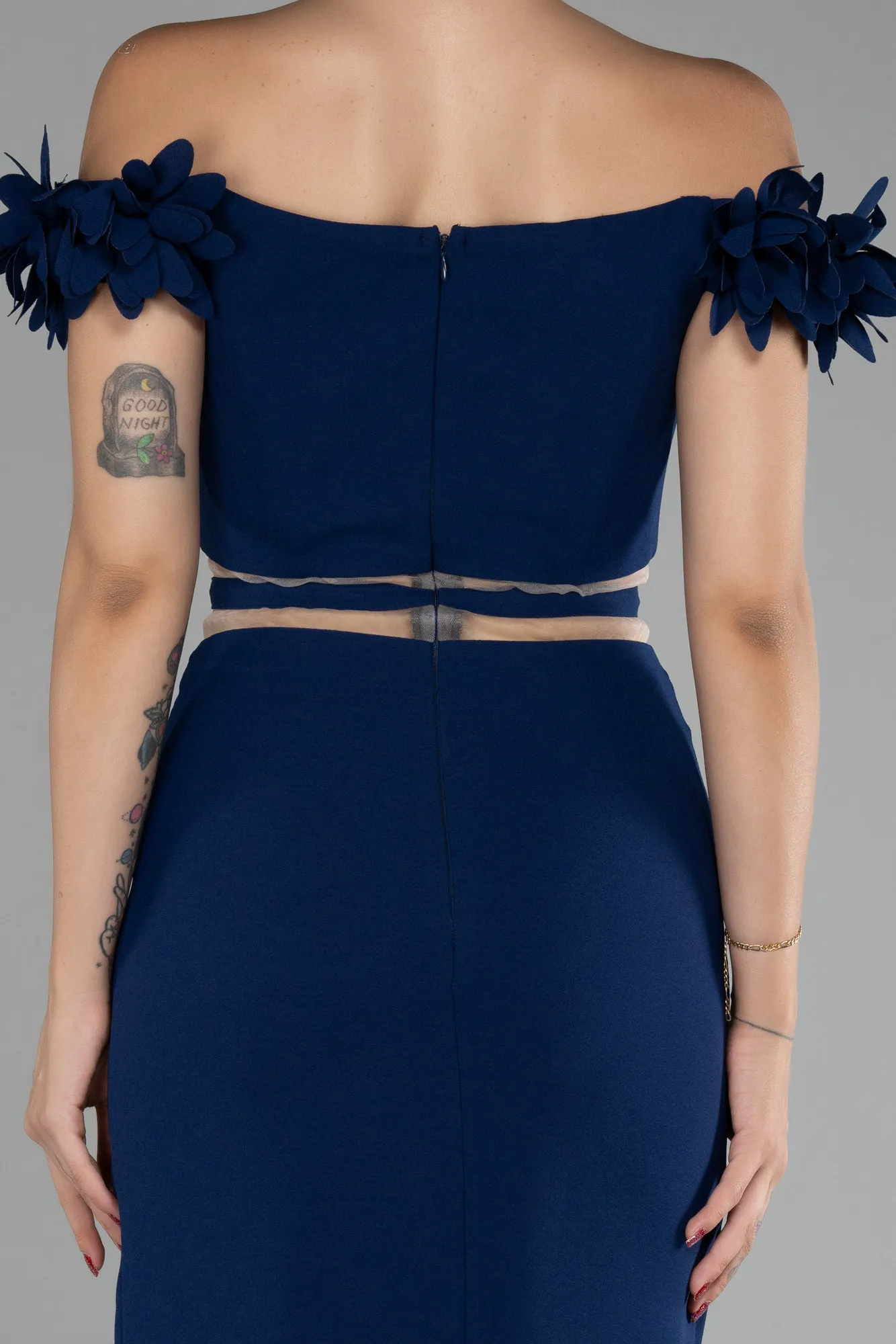 Navy Blue-Boat Neck Short Cocktail Dress ABK2120