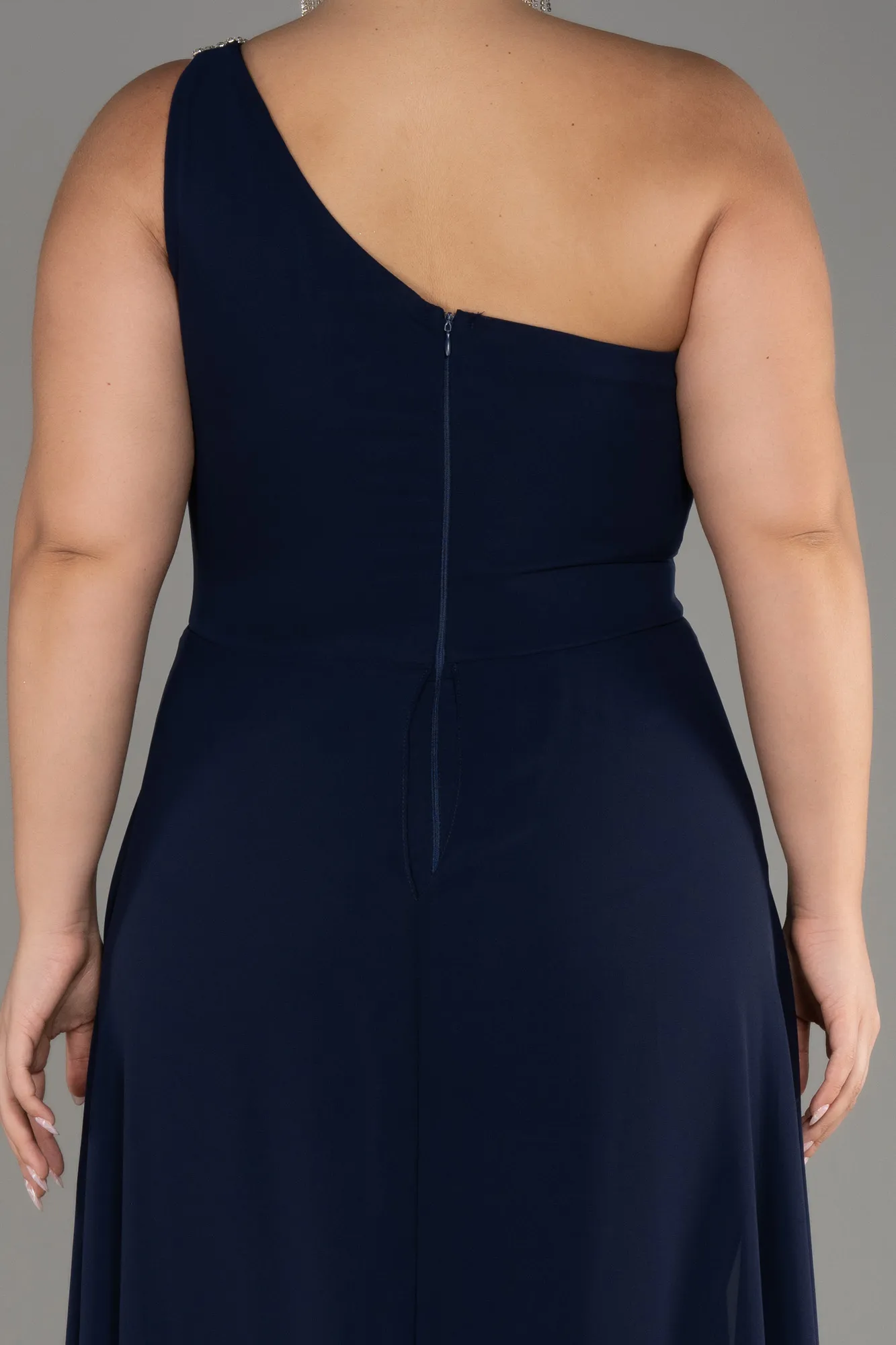 Navy Blue-Chiffon Plus Size Evening Dress Jumpsuit ABT119