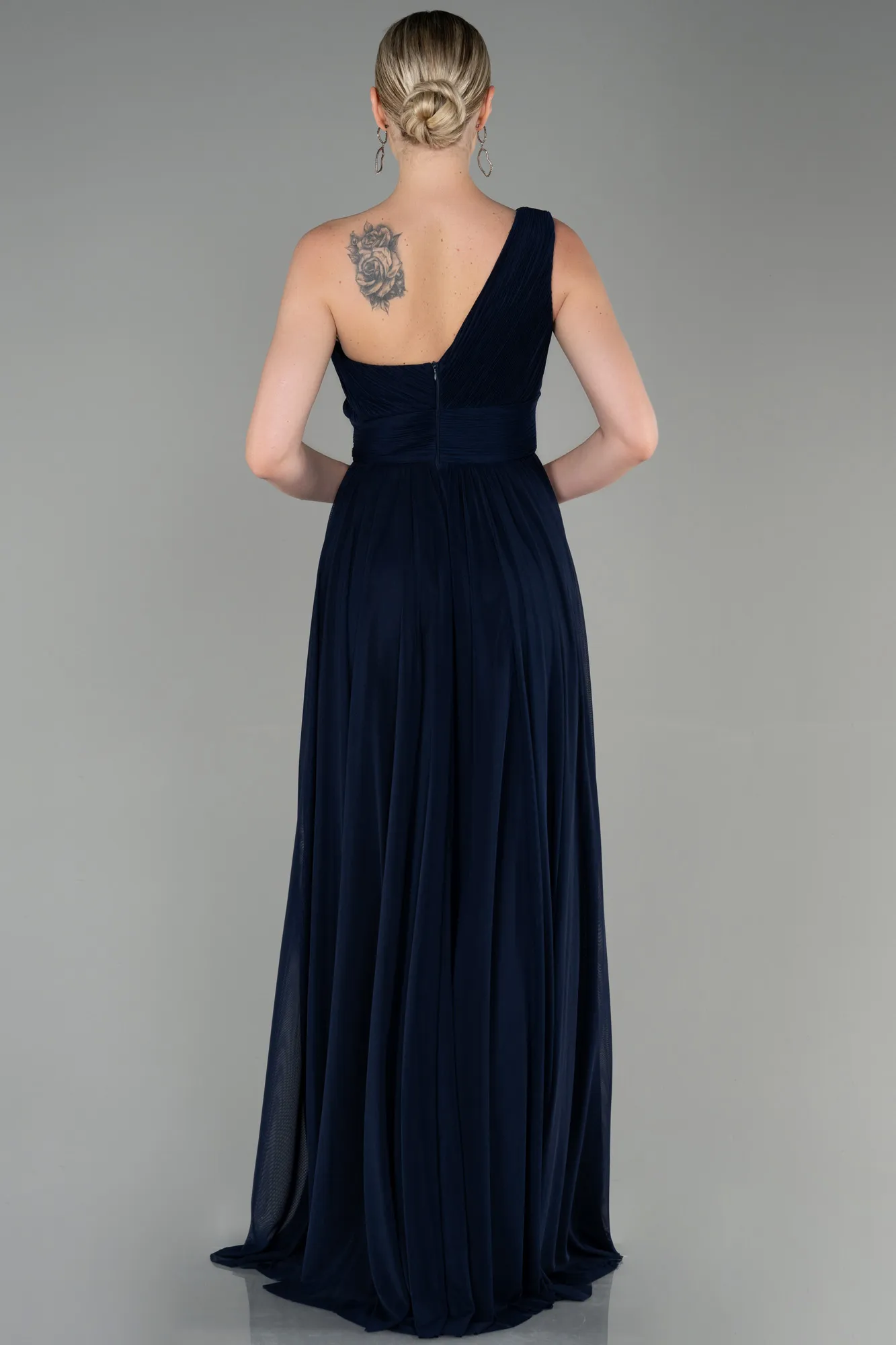 Navy Blue-Long Chiffon Evening Dress ABU3309