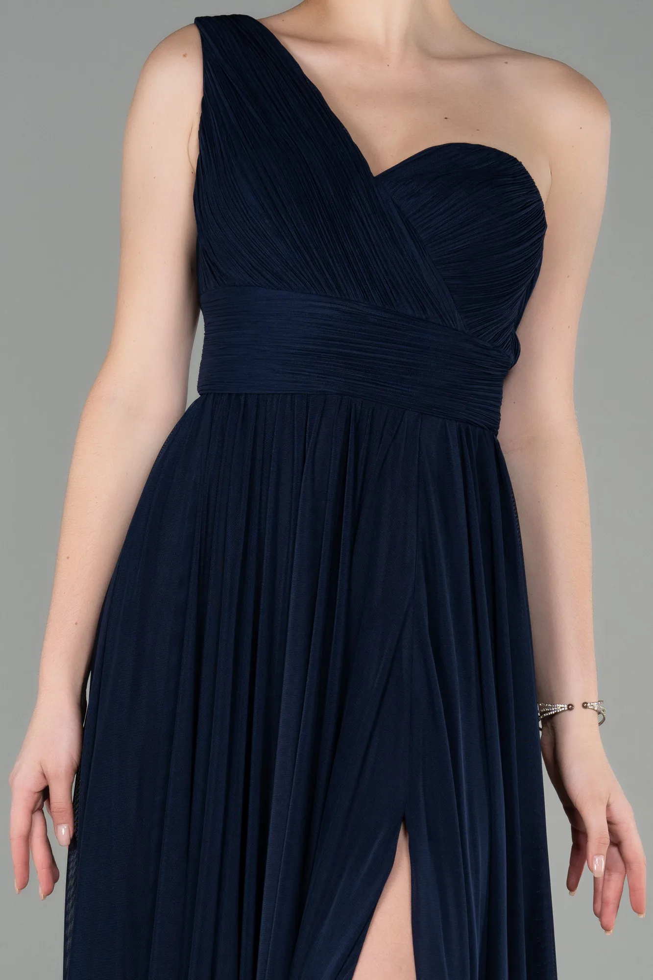 Navy Blue-Long Chiffon Evening Dress ABU3309