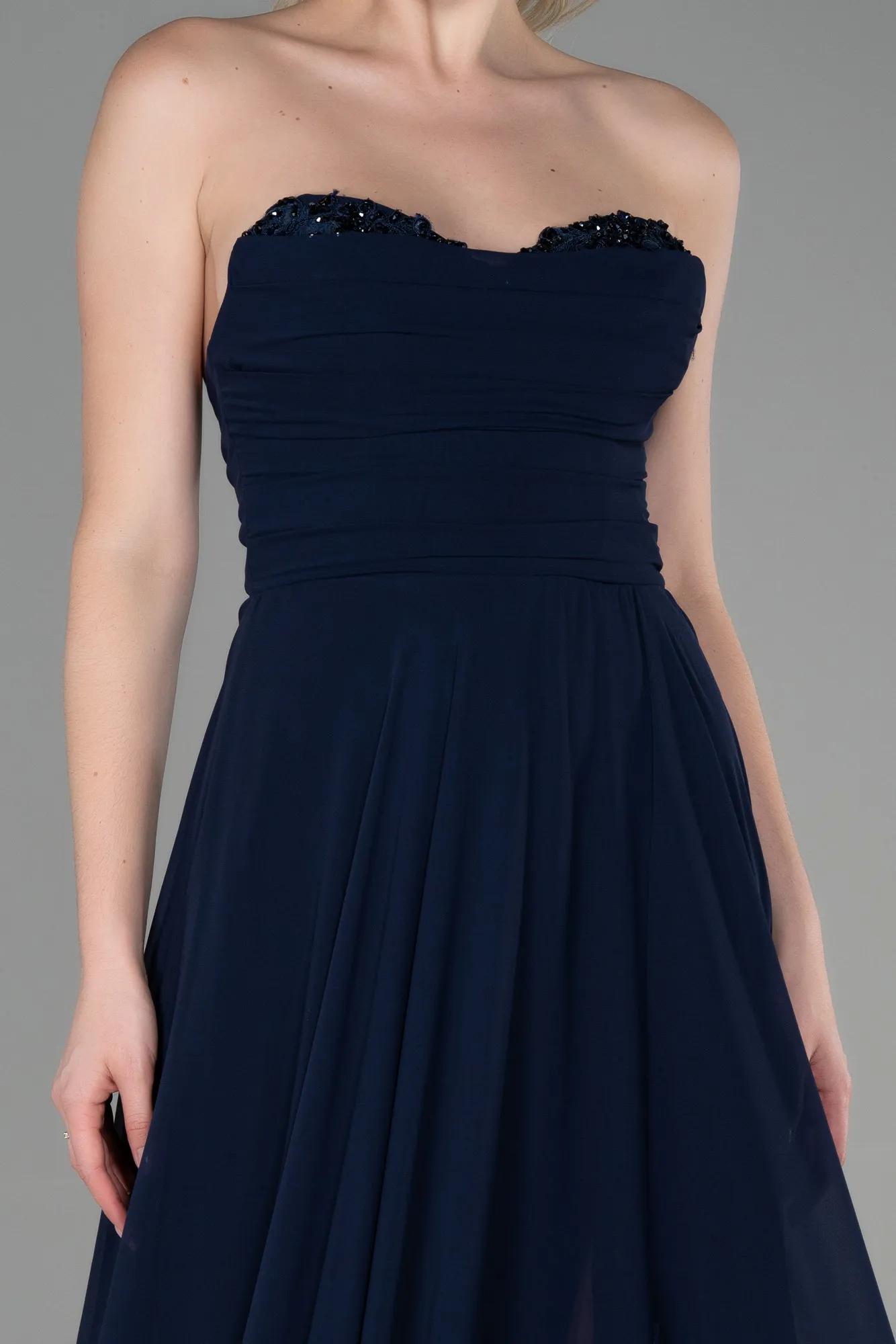 Navy Blue-Long Chiffon Evening Dress ABU3343