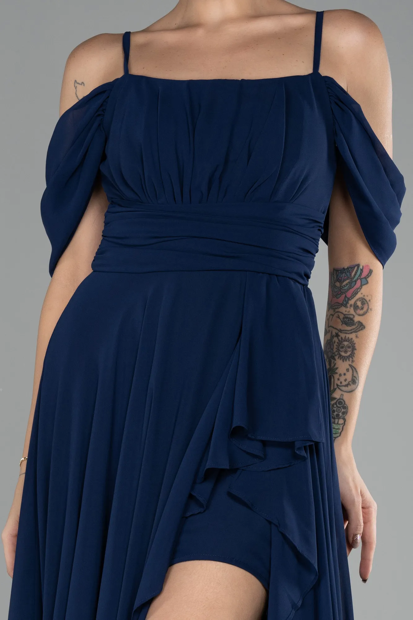 Navy Blue-Long Chiffon Evening Dress ABU3591