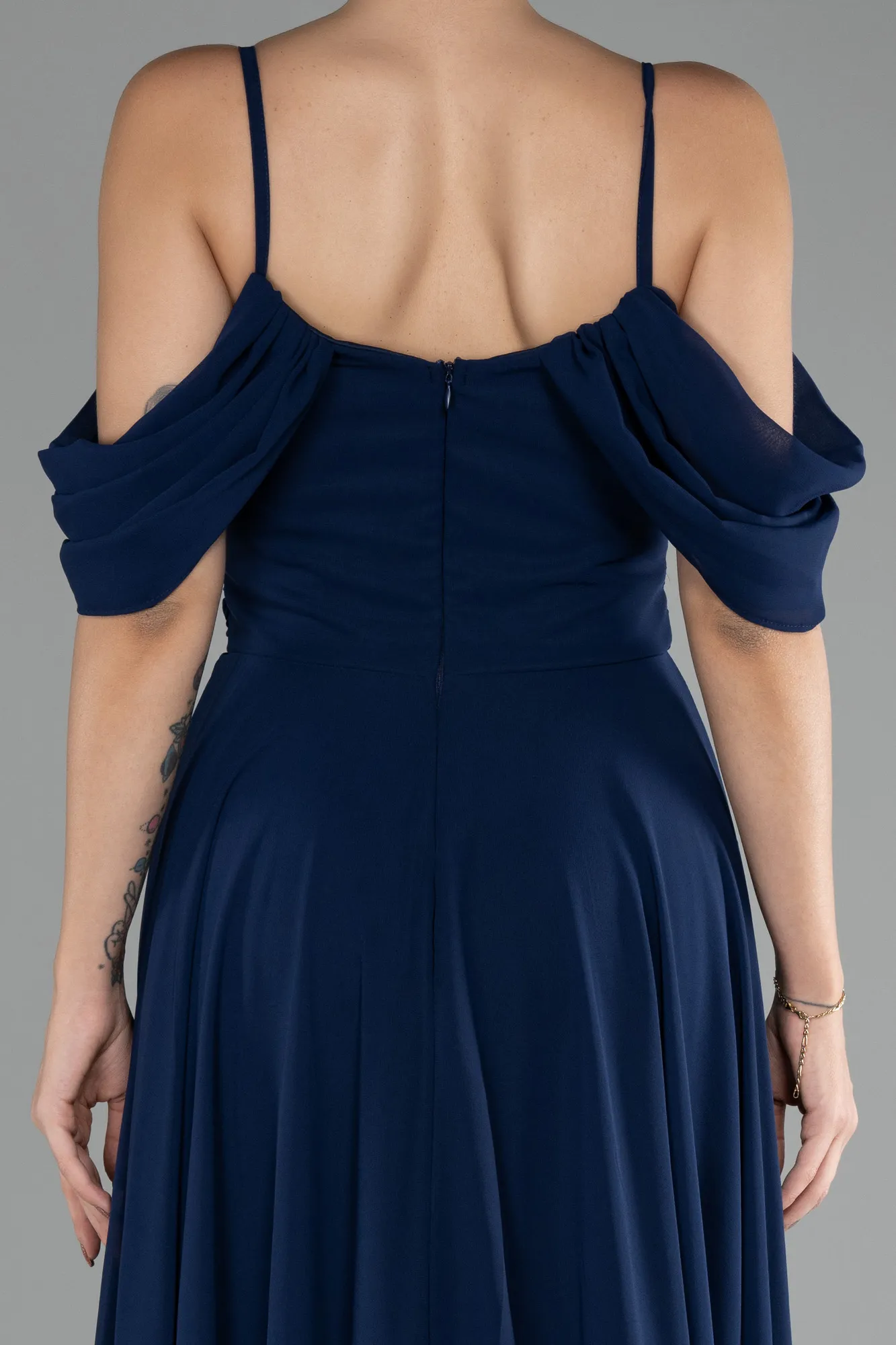 Navy Blue-Long Chiffon Evening Dress ABU3591