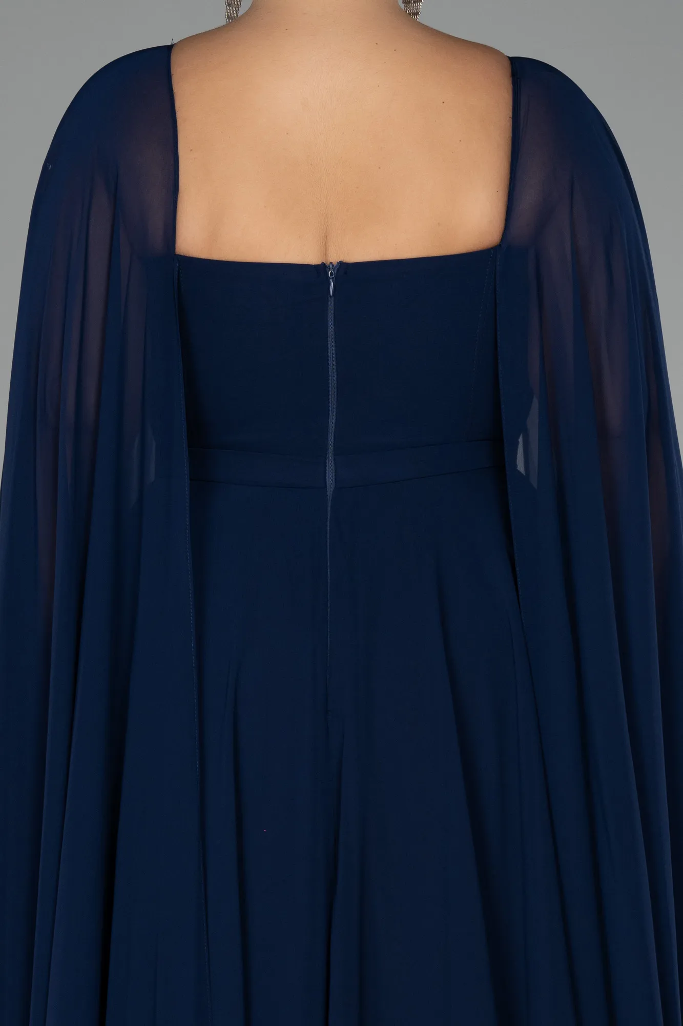 Navy Blue-Long Chiffon Formal Plus Size Dress ABU4161