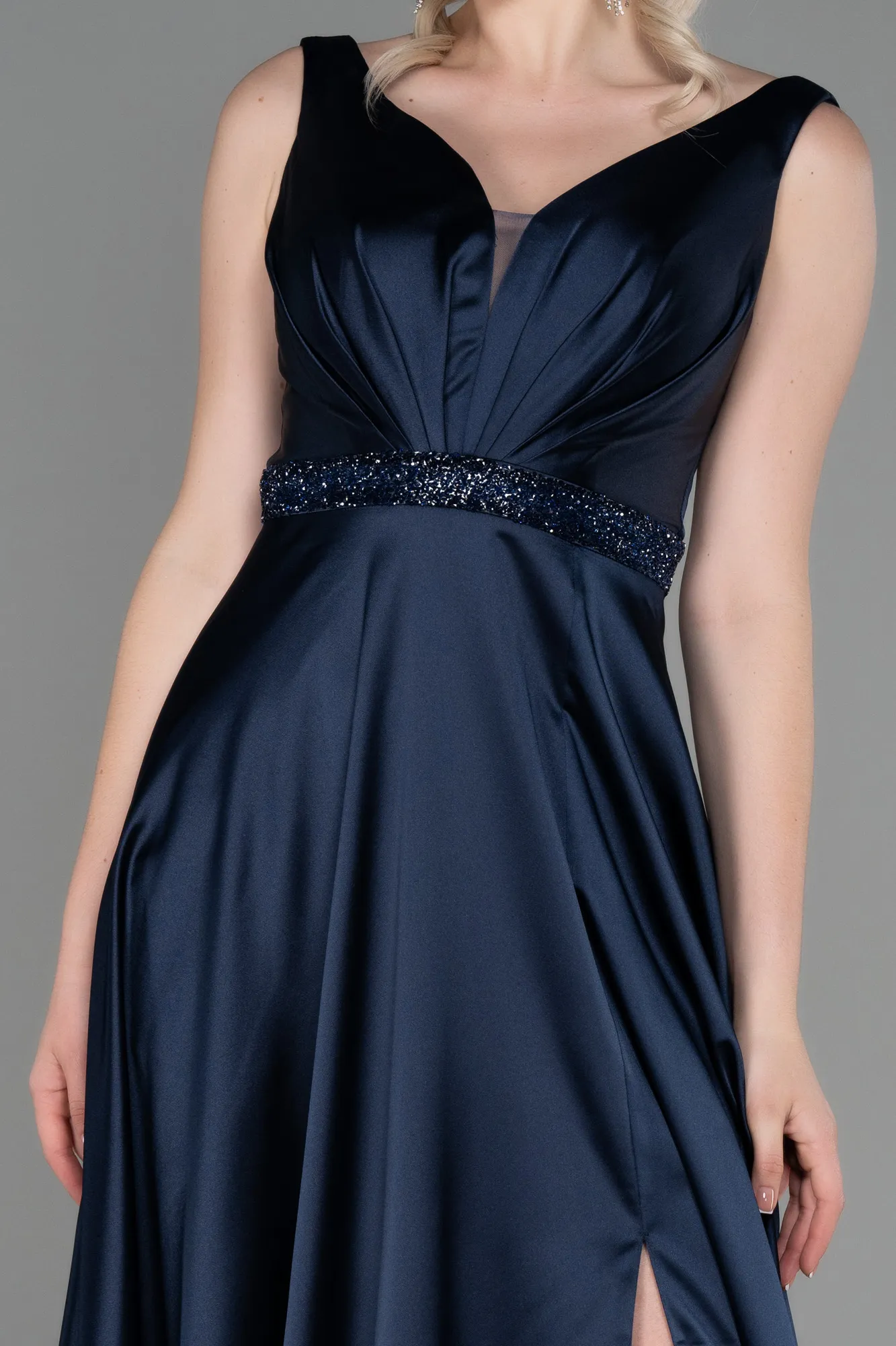 Navy Blue-Long Engagement Dress ABU3199