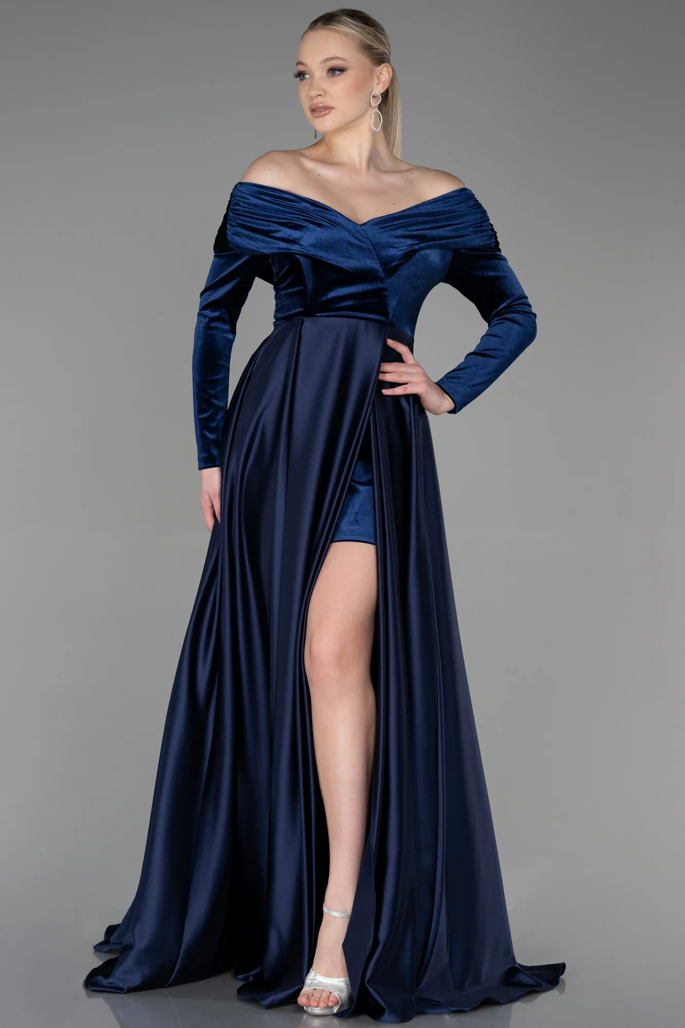 Navy Blue-Long Evening Dress ABU2083