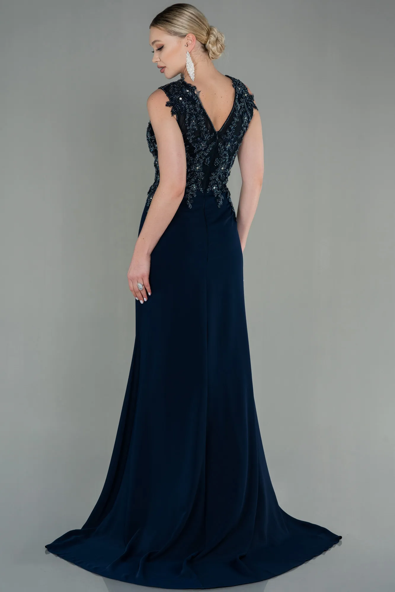 Navy Blue-Long Evening Dress ABU2950