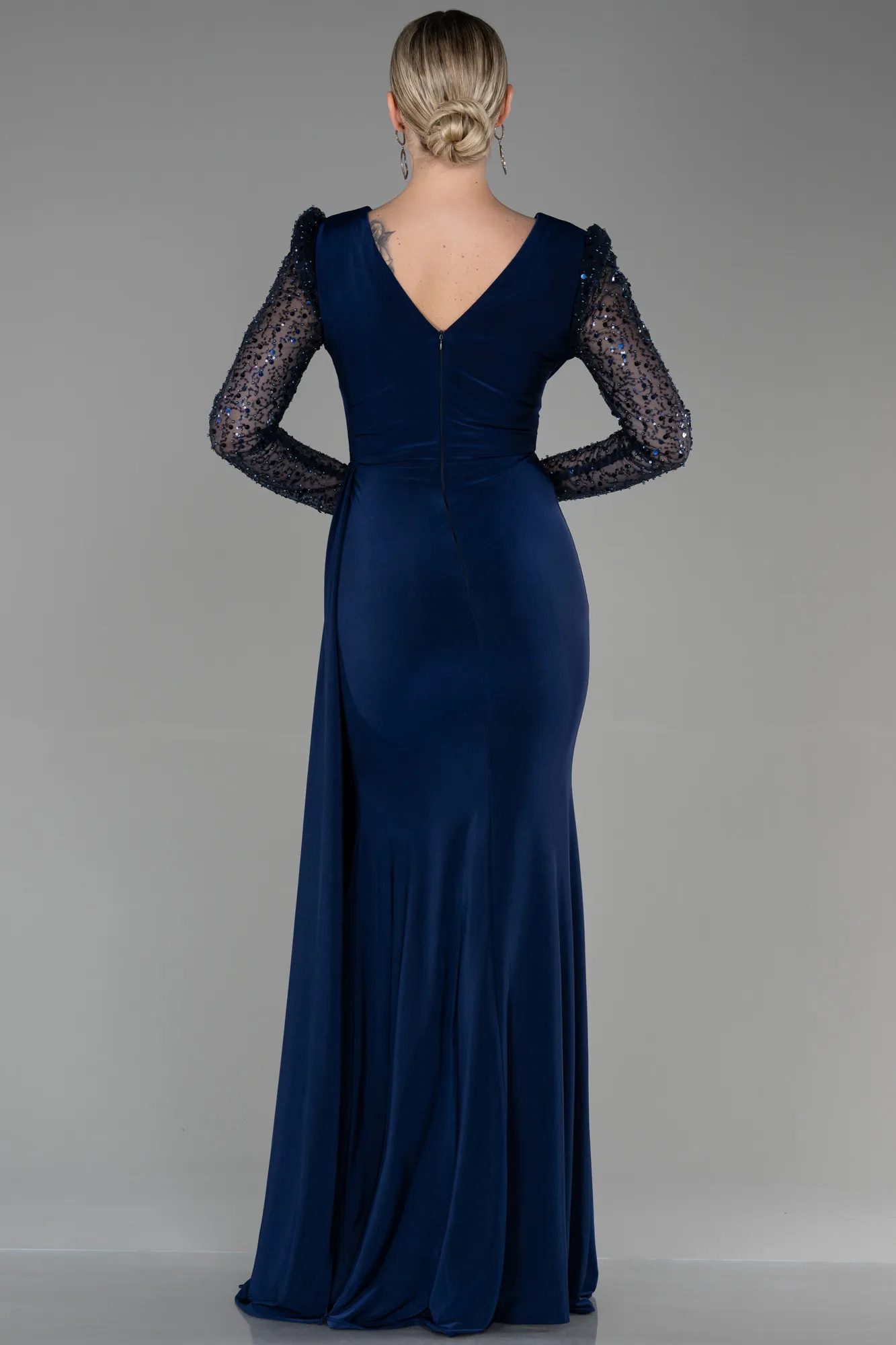 Navy Blue-Long Evening Dress ABU3321