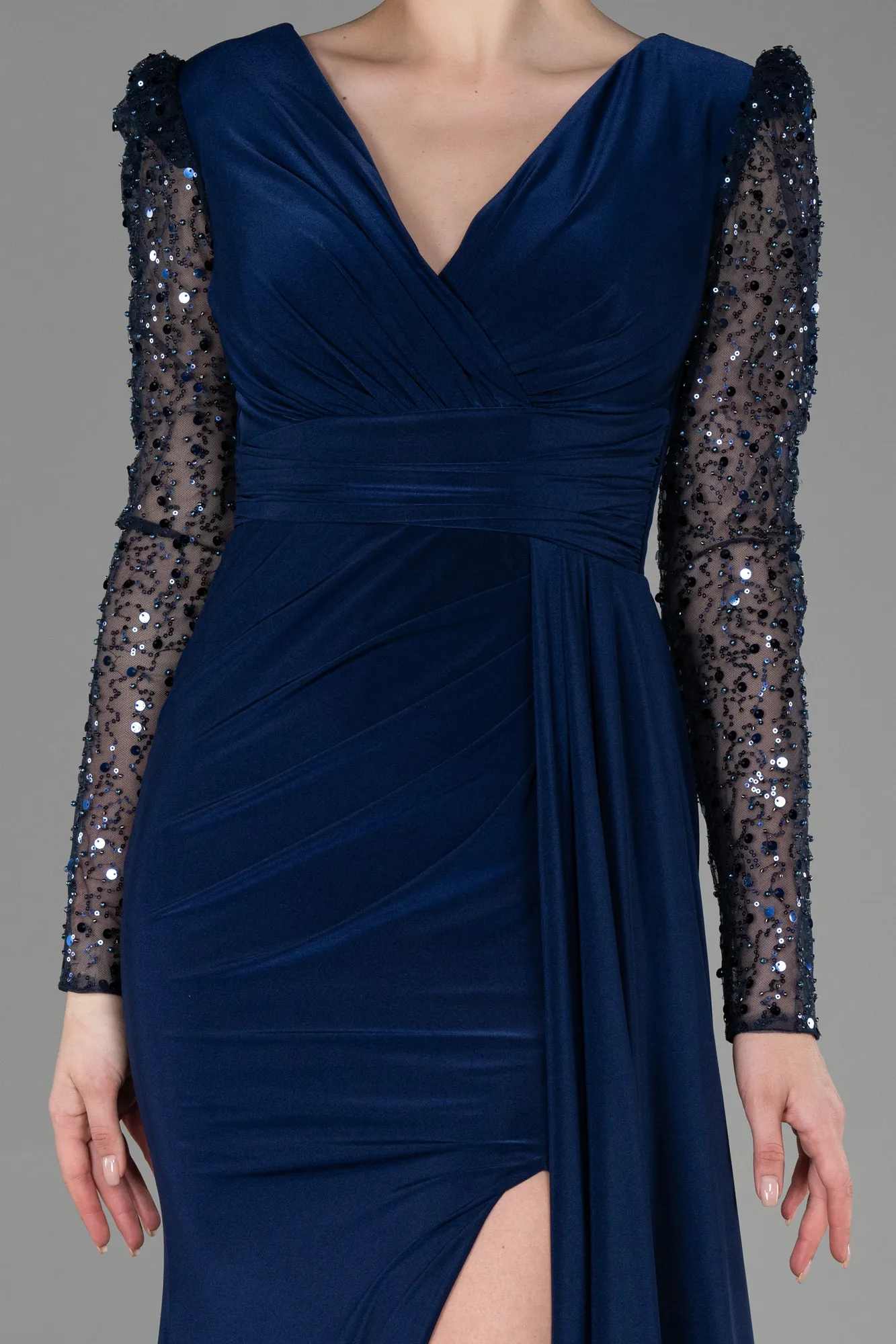 Navy Blue-Long Evening Dress ABU3321