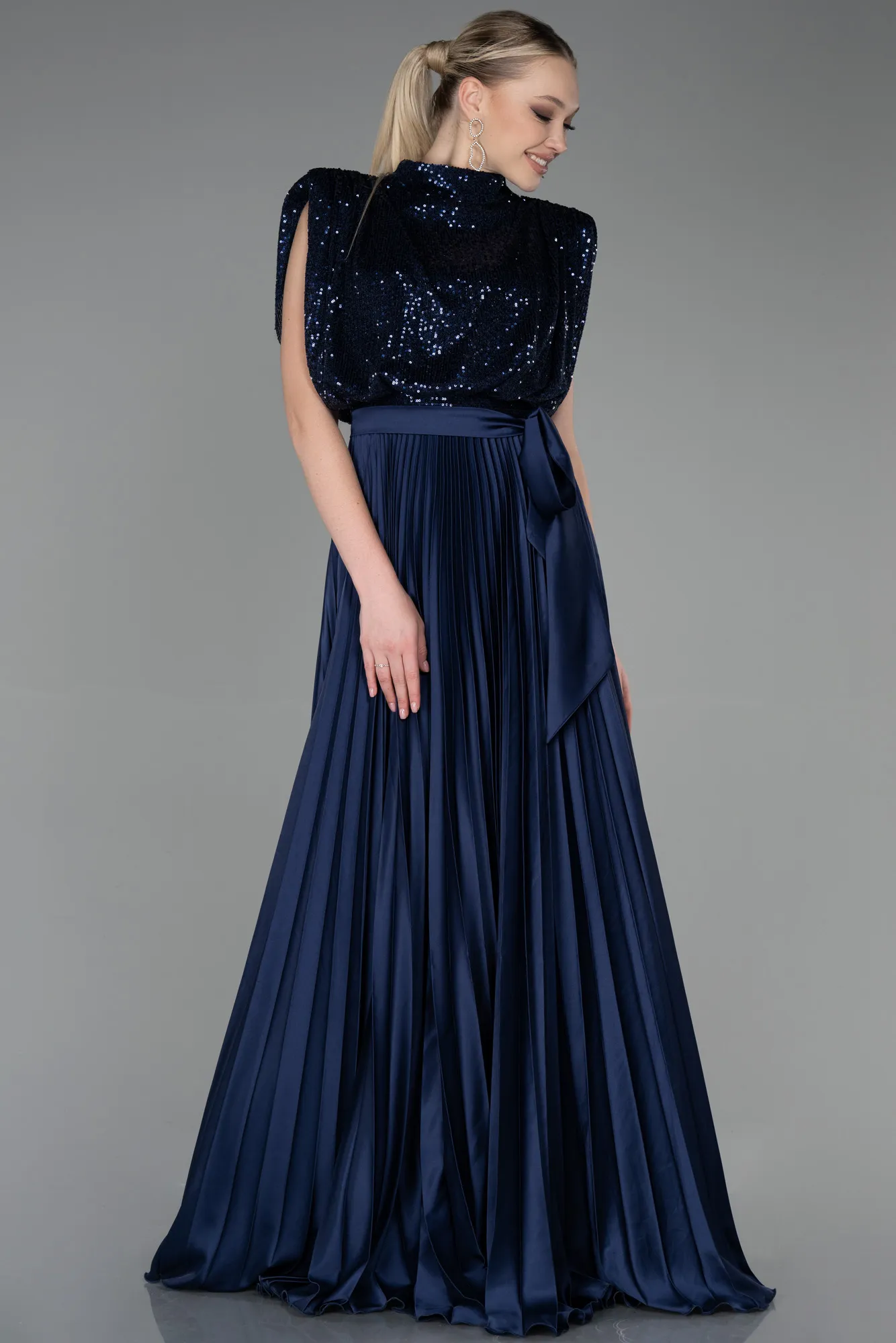Navy Blue-Long Evening Dress ABU3326