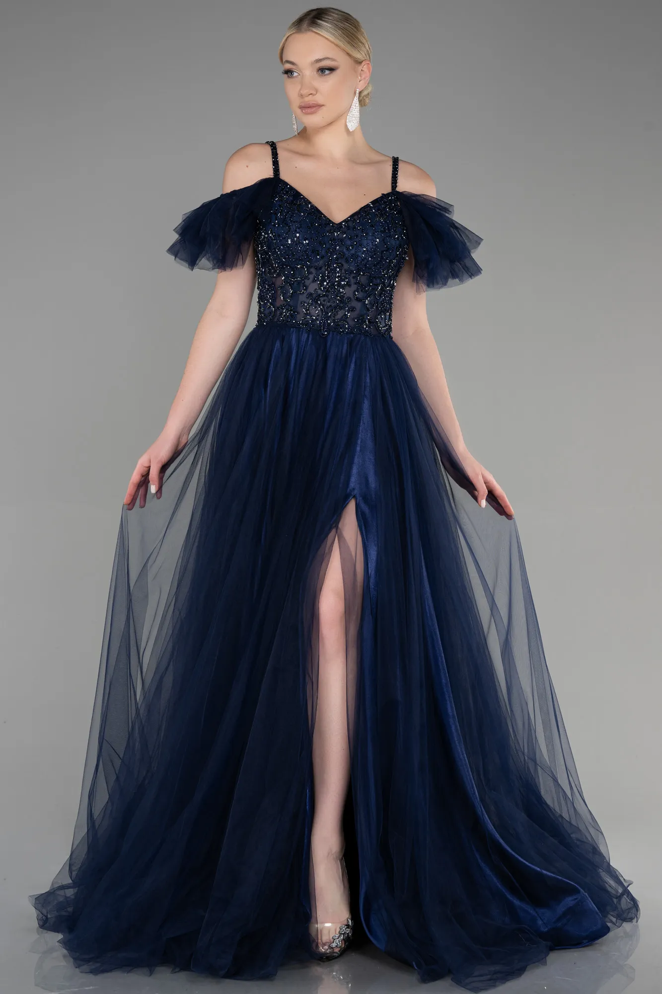 Navy Blue-Long Evening Dress ABU3500