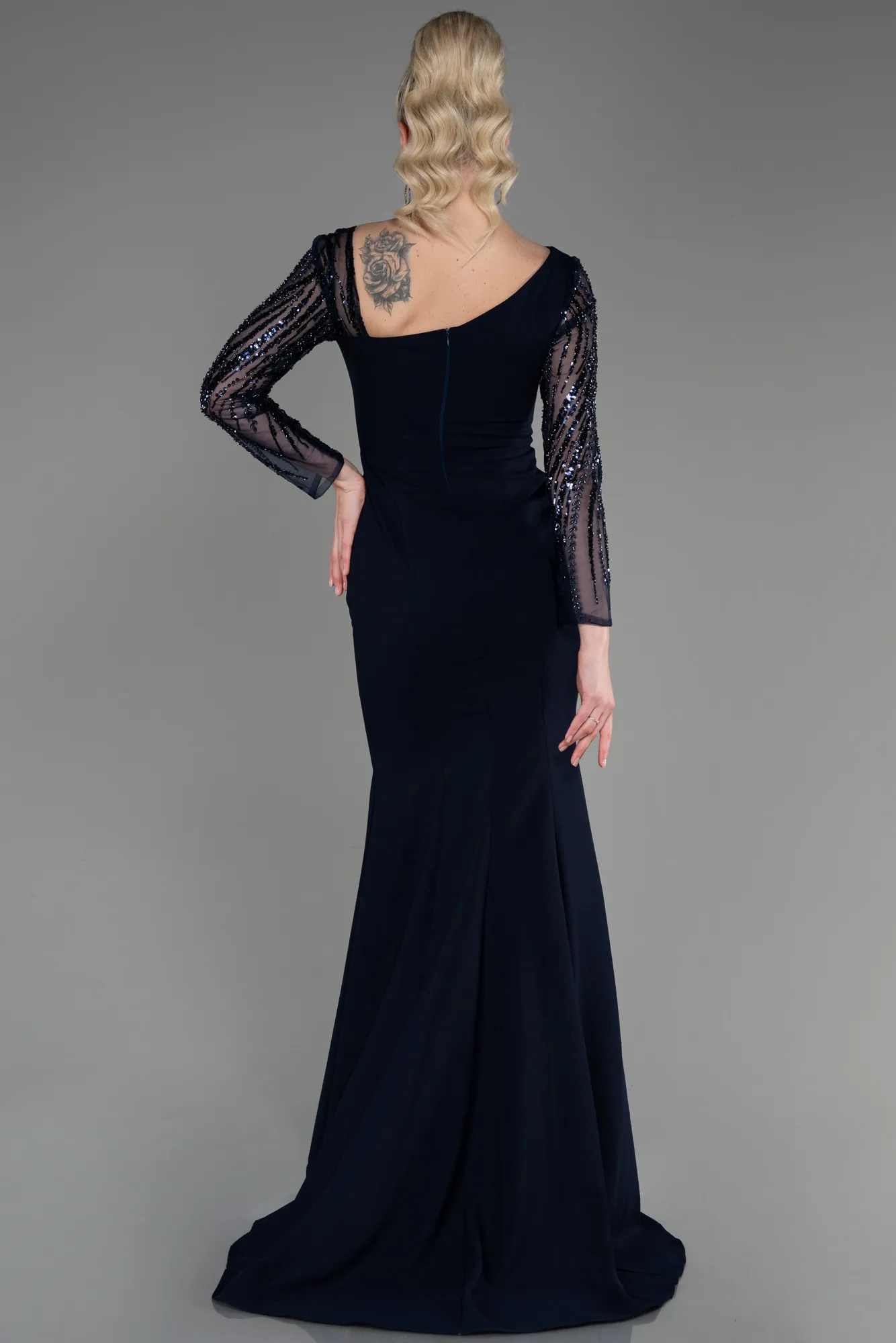 Navy Blue-Long Evening Dress ABU3712