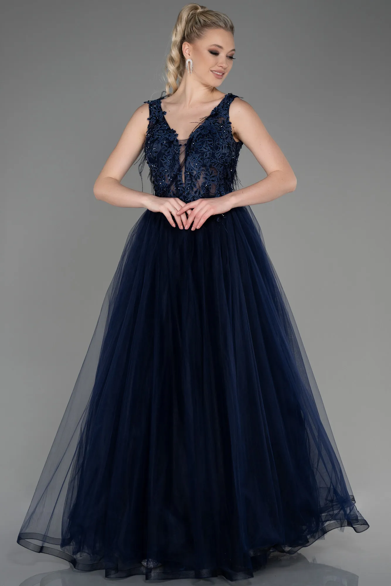 Navy Blue-Long Evening Dress ABU3718