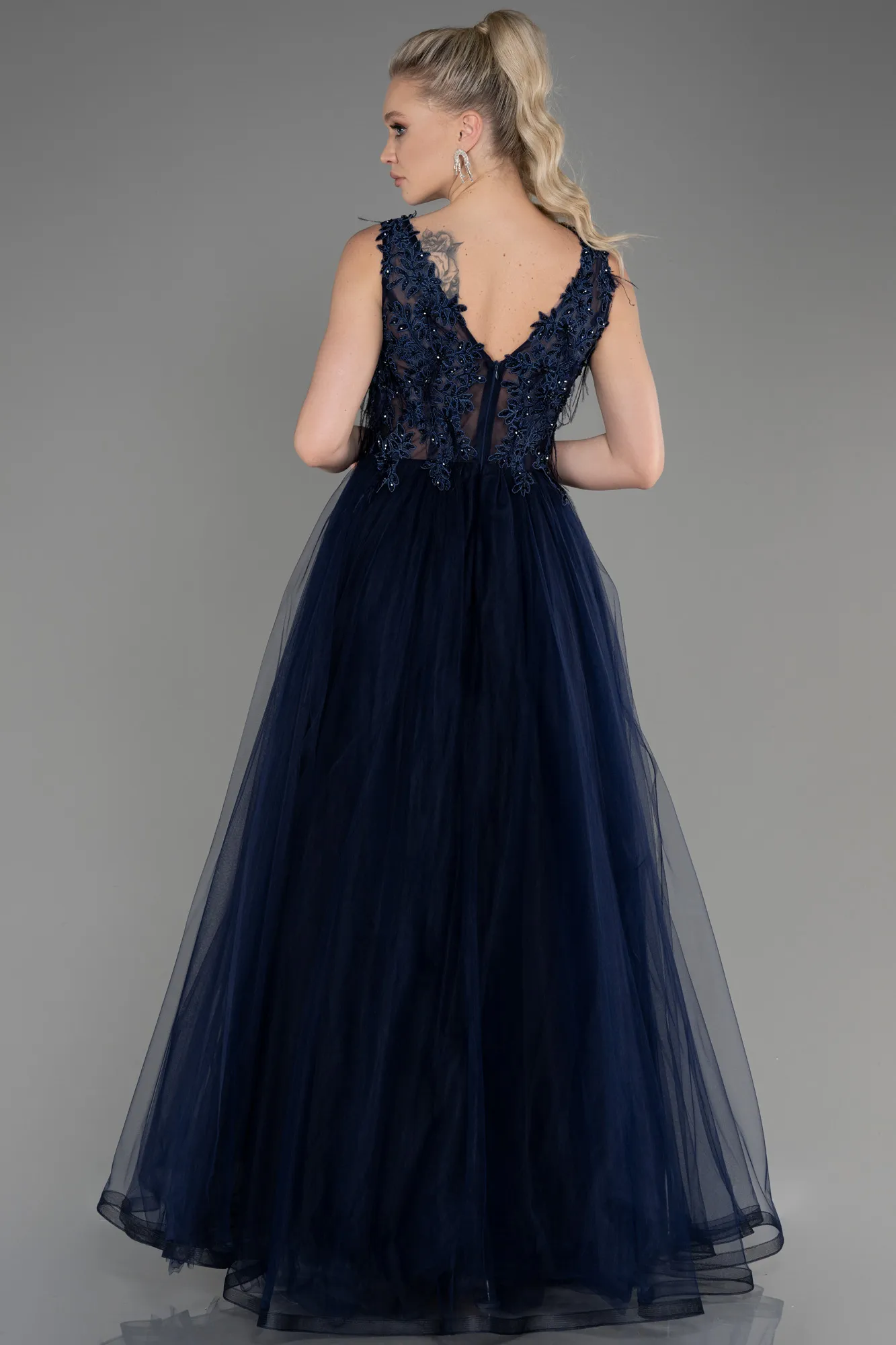 Navy Blue-Long Evening Dress ABU3718