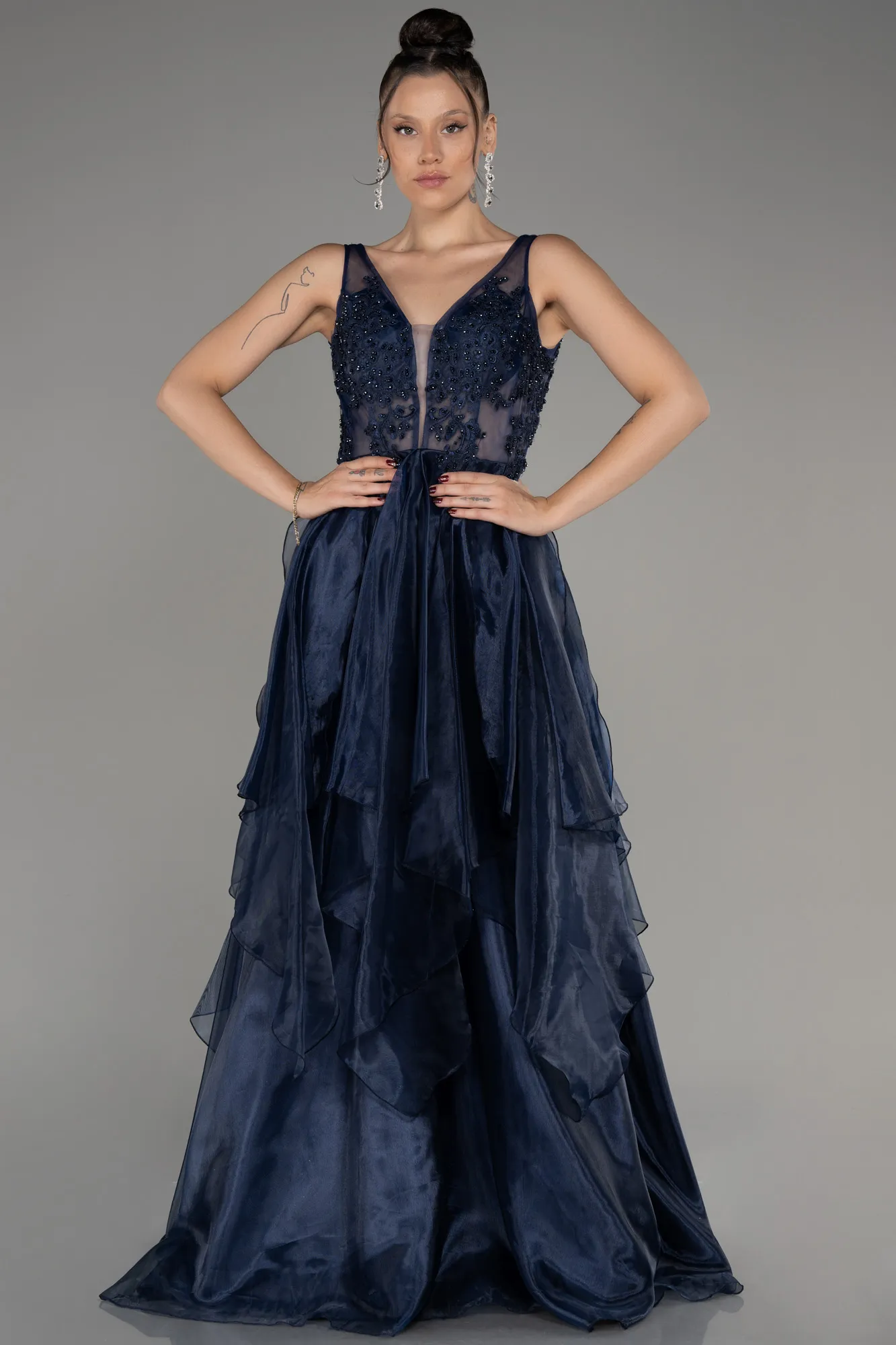 Navy Blue-Long Evening Dress ABU3952