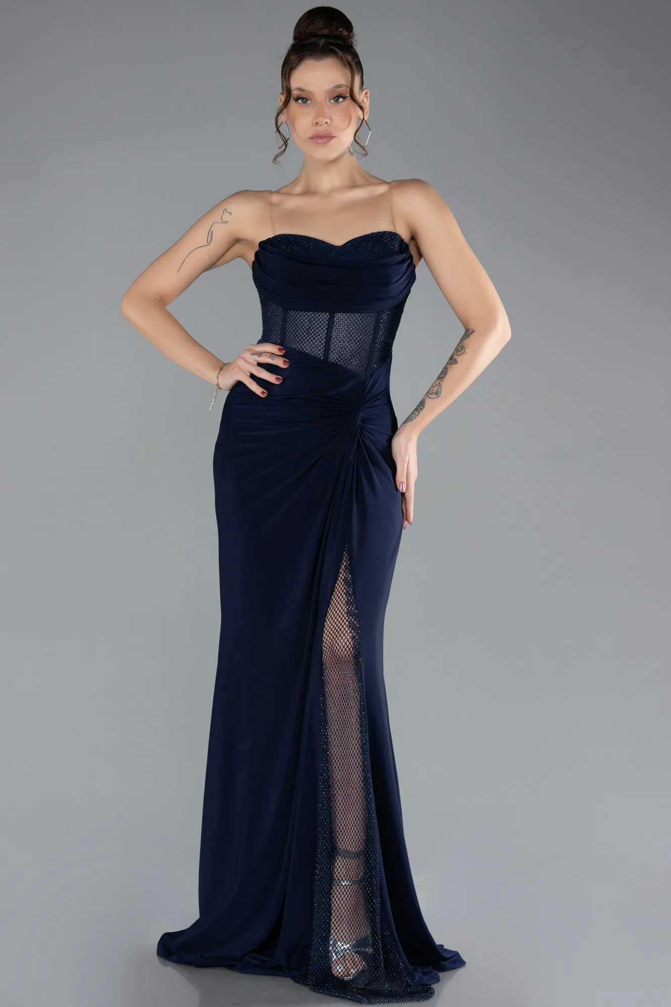 Navy Blue-Long Evening Dress ABU4410