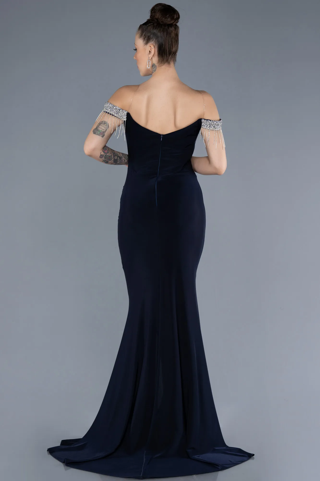 Navy Blue-Long Evening Dress ABU4553