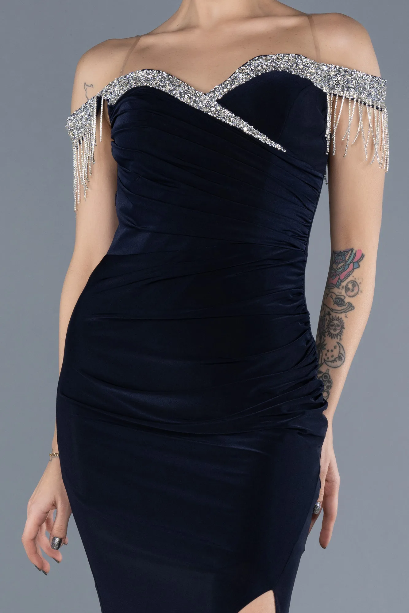 Navy Blue-Long Evening Dress ABU4553