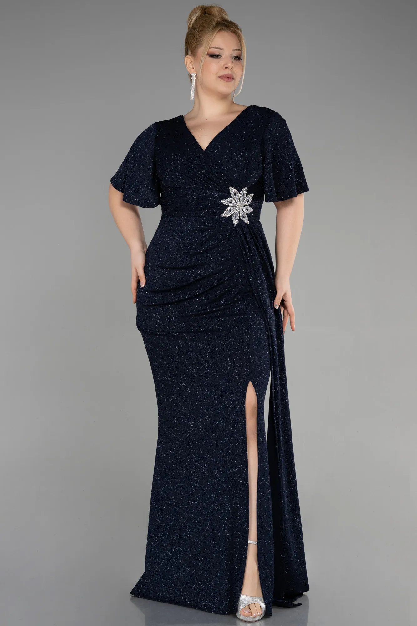 Navy Blue-Long Formal Plus Size Dress ABU3645