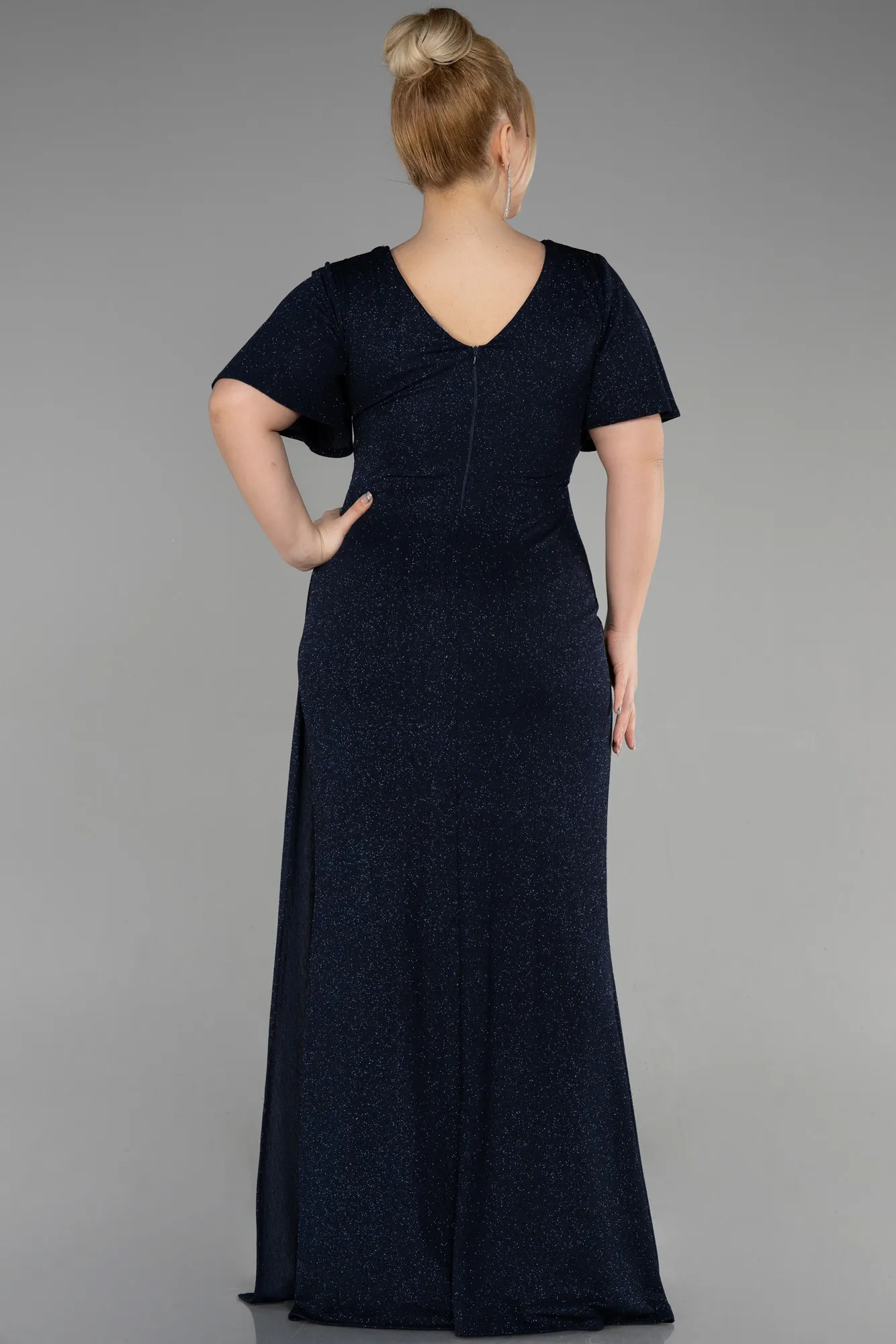 Navy Blue-Long Formal Plus Size Dress ABU3645