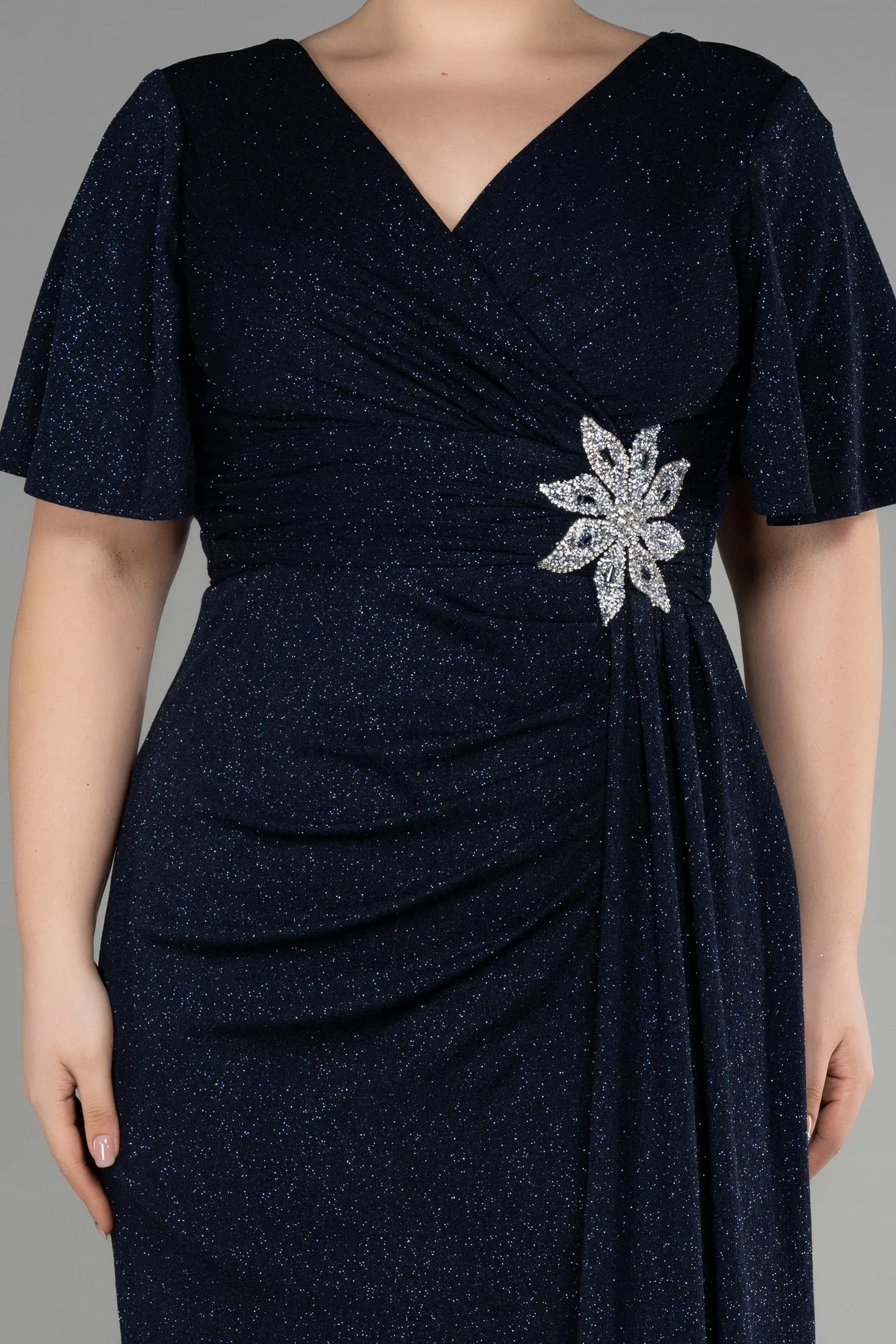 Navy Blue-Long Formal Plus Size Dress ABU3645