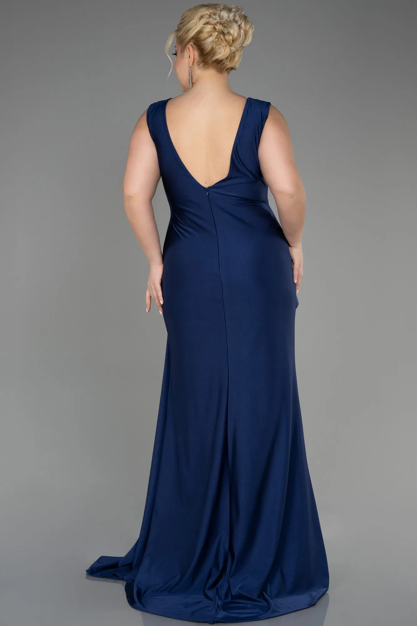 Navy Blue-Long Formal Plus Size Dress ABU3737