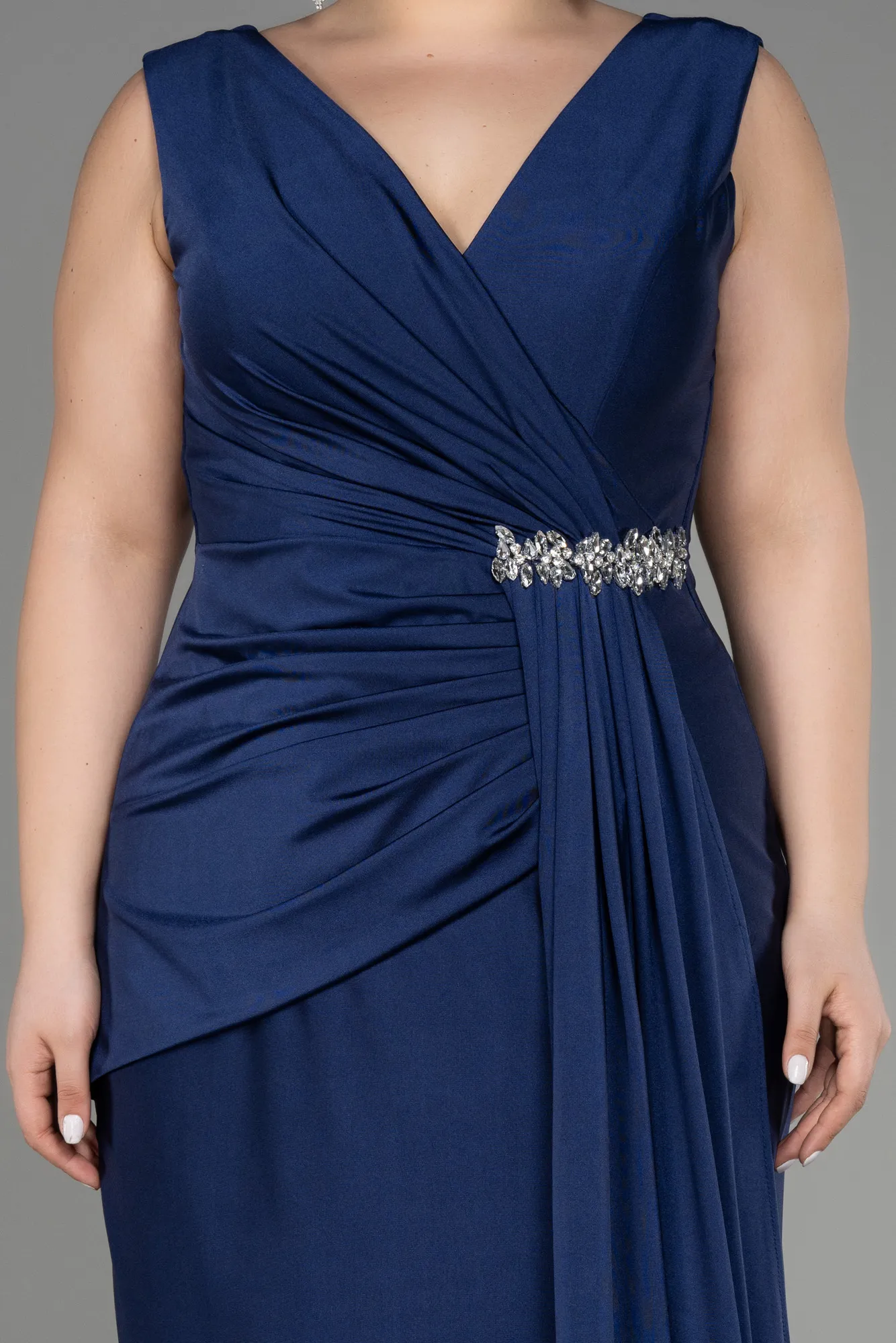 Navy Blue-Long Formal Plus Size Dress ABU3737