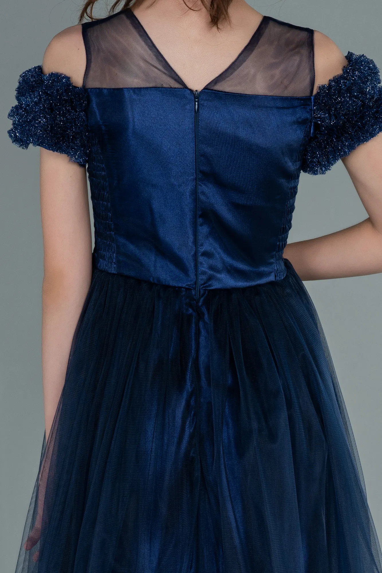 Navy Blue-Long Girl Dress ABU2446