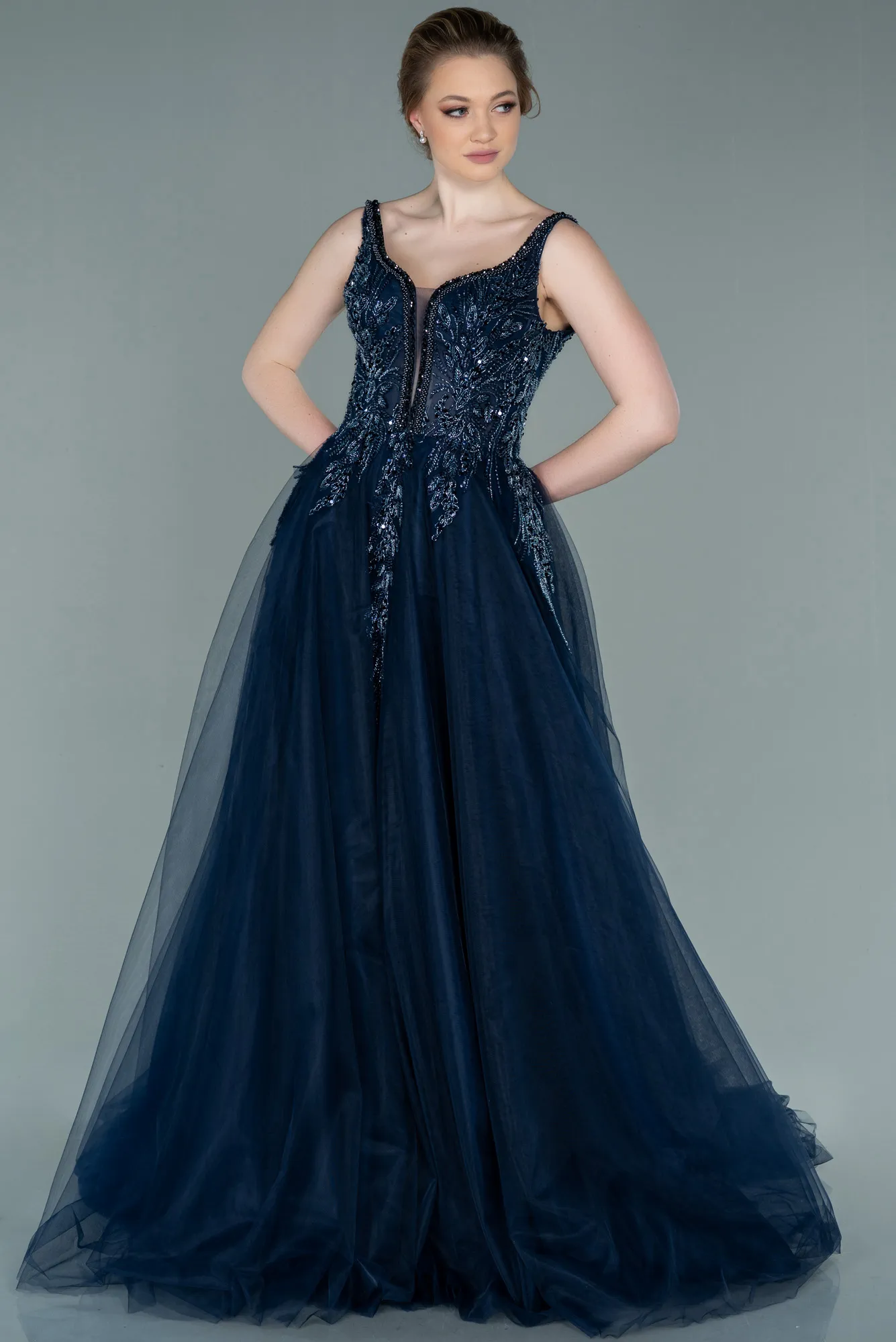 Navy Blue-Long Haute Couture ABU2217