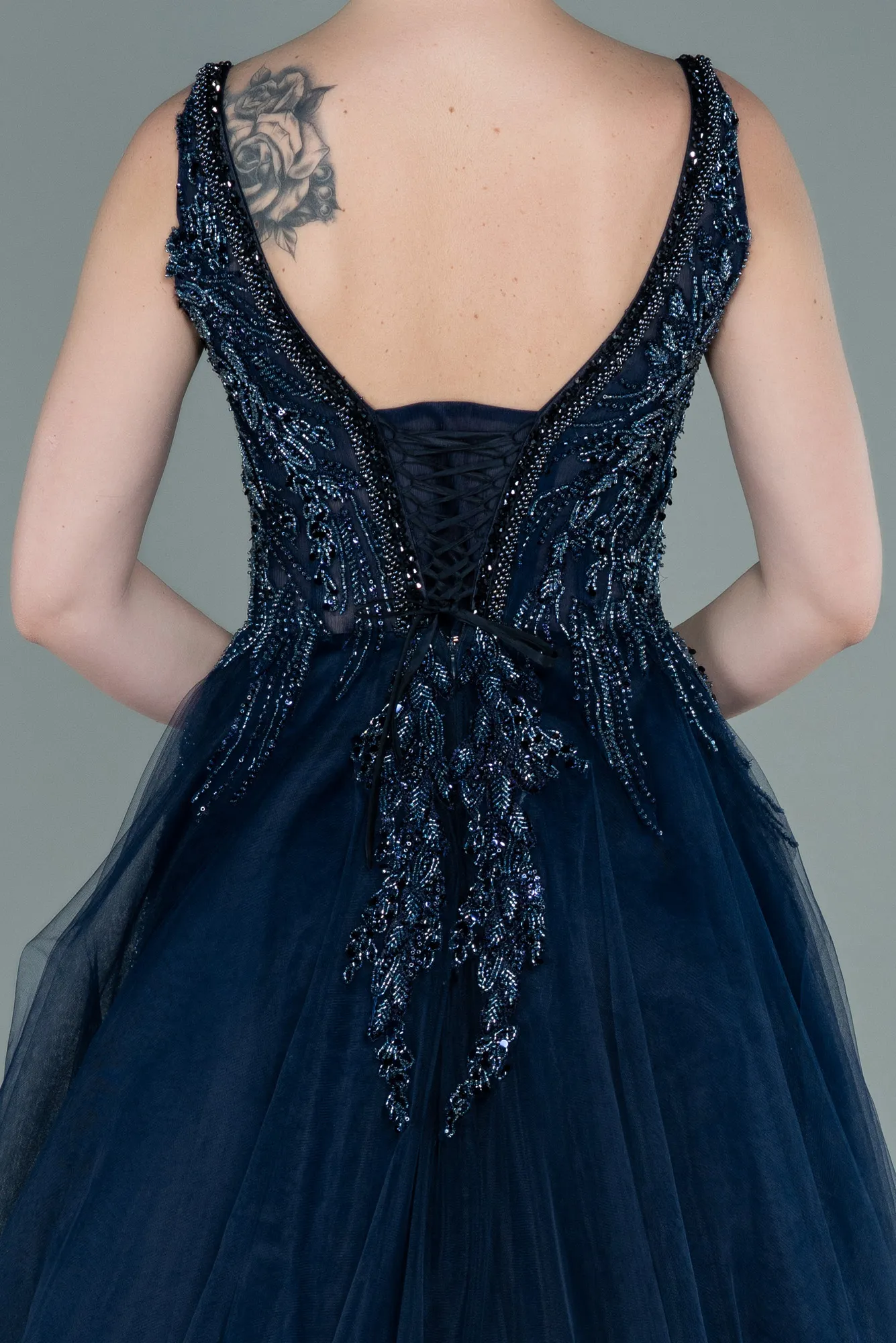 Navy Blue-Long Haute Couture ABU2217