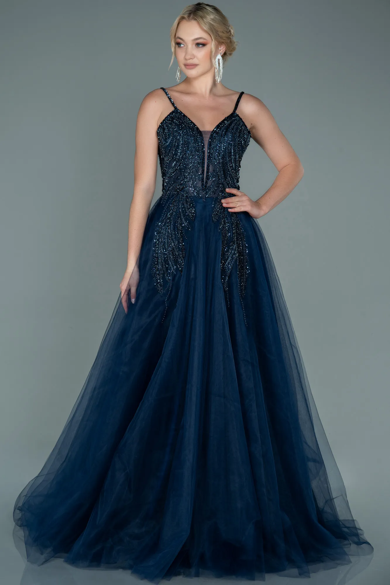Navy Blue-Long Haute Couture ABU2628