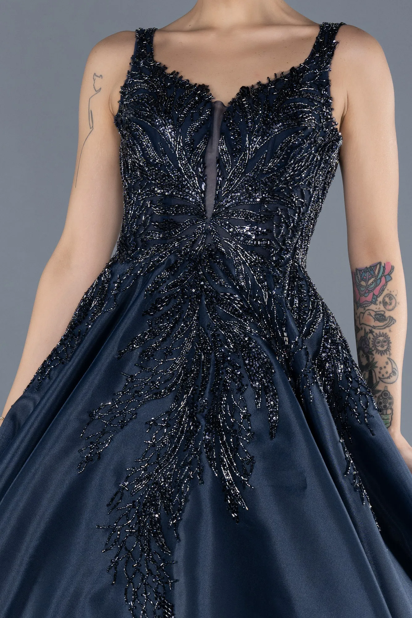 Navy Blue-Long Haute Couture Dress ABU4551