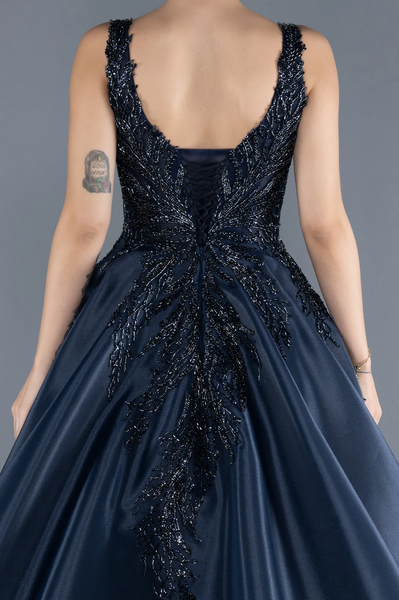 Navy Blue-Long Haute Couture Dress ABU4551