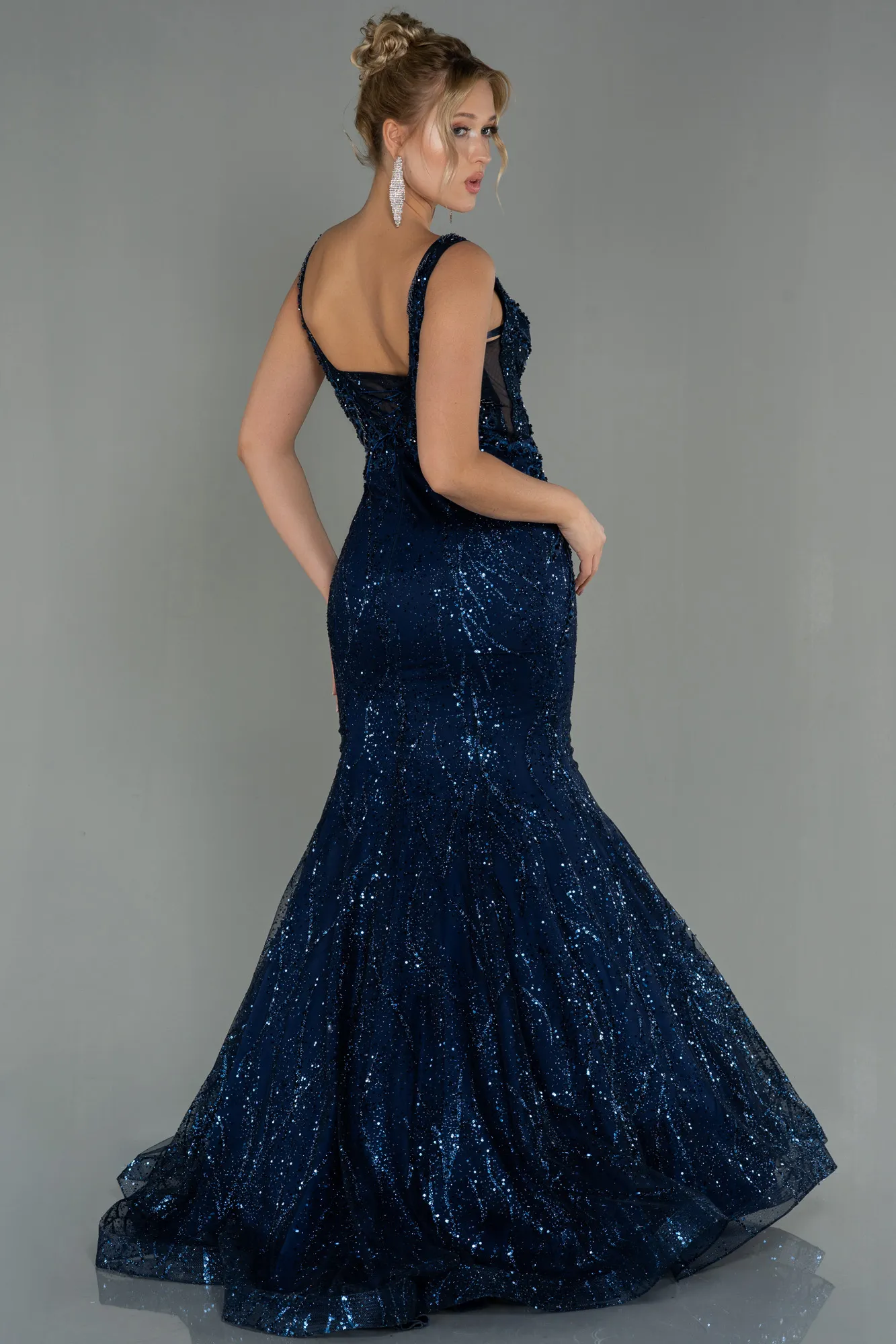 Navy Blue-Long Mermaid Evening Dress ABU2988