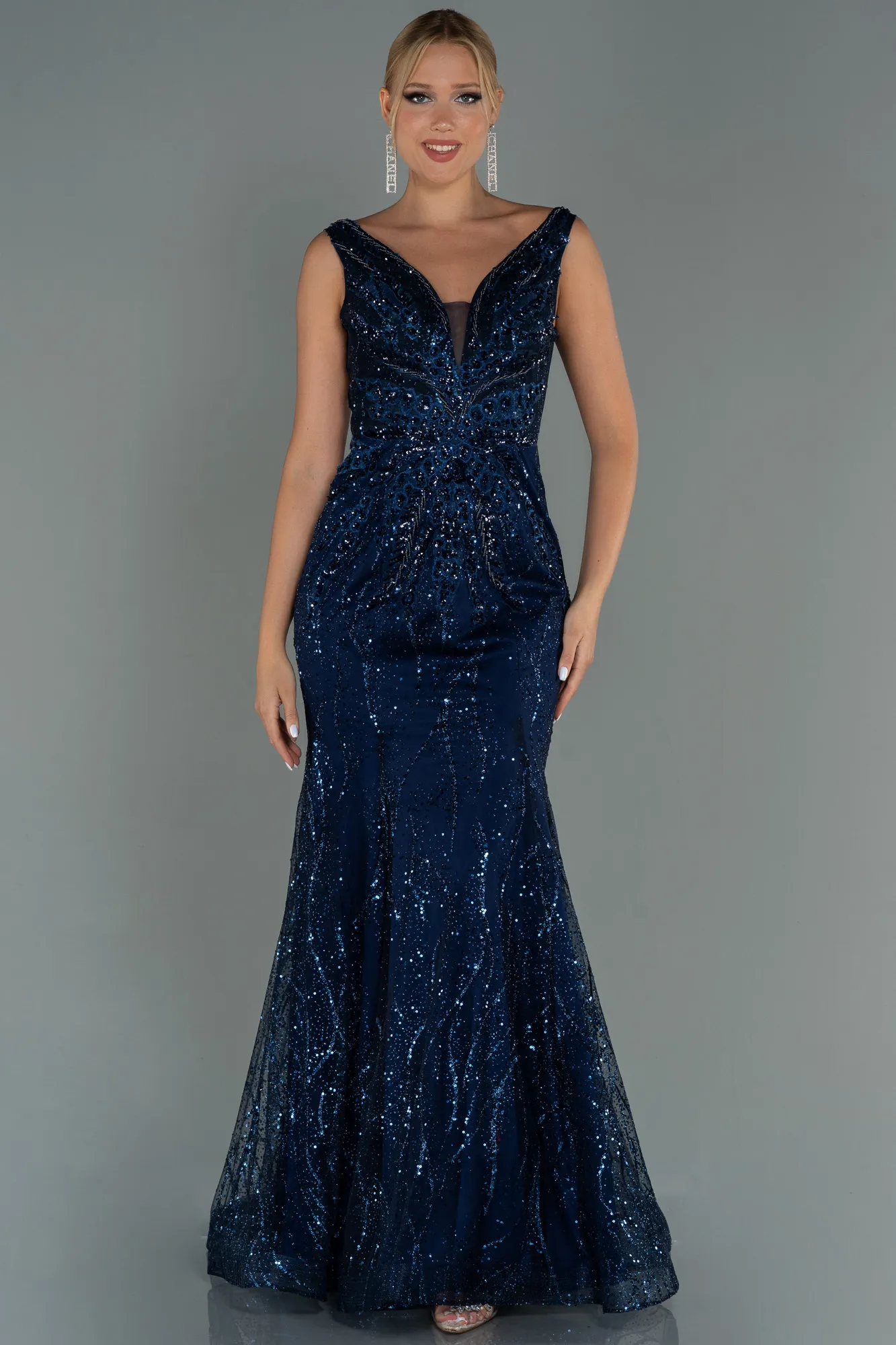 Navy Blue-Long Mermaid Evening Dress ABU2988