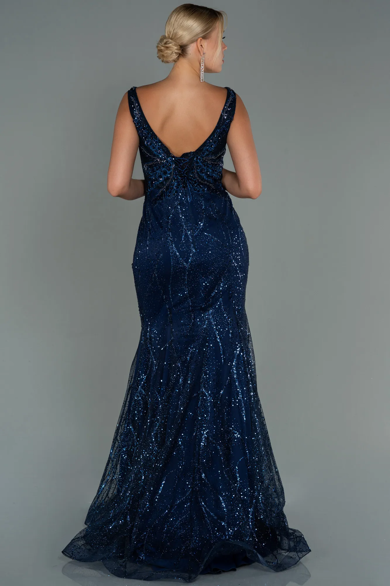 Navy Blue-Long Mermaid Evening Dress ABU2988