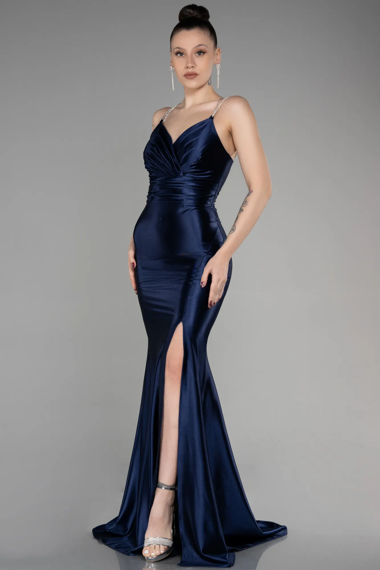 Navy Blue-Long Mermaid Evening Gown ABU3575