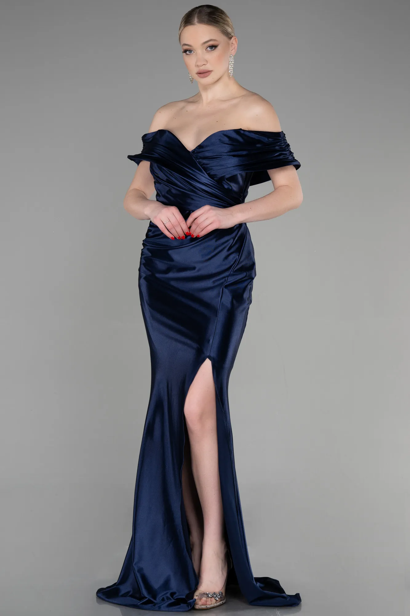 Navy Blue-Long Mermaid Evening Gown ABU3612