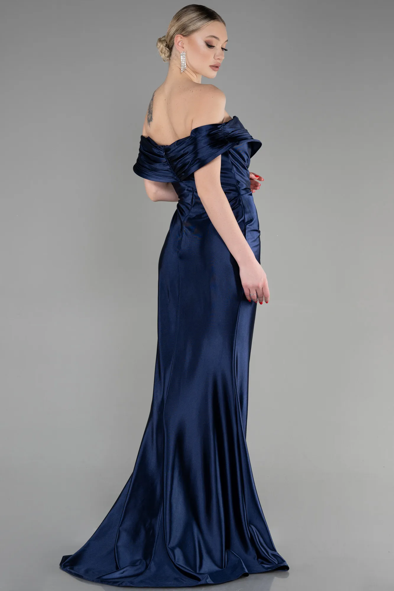 Navy Blue-Long Mermaid Evening Gown ABU3612