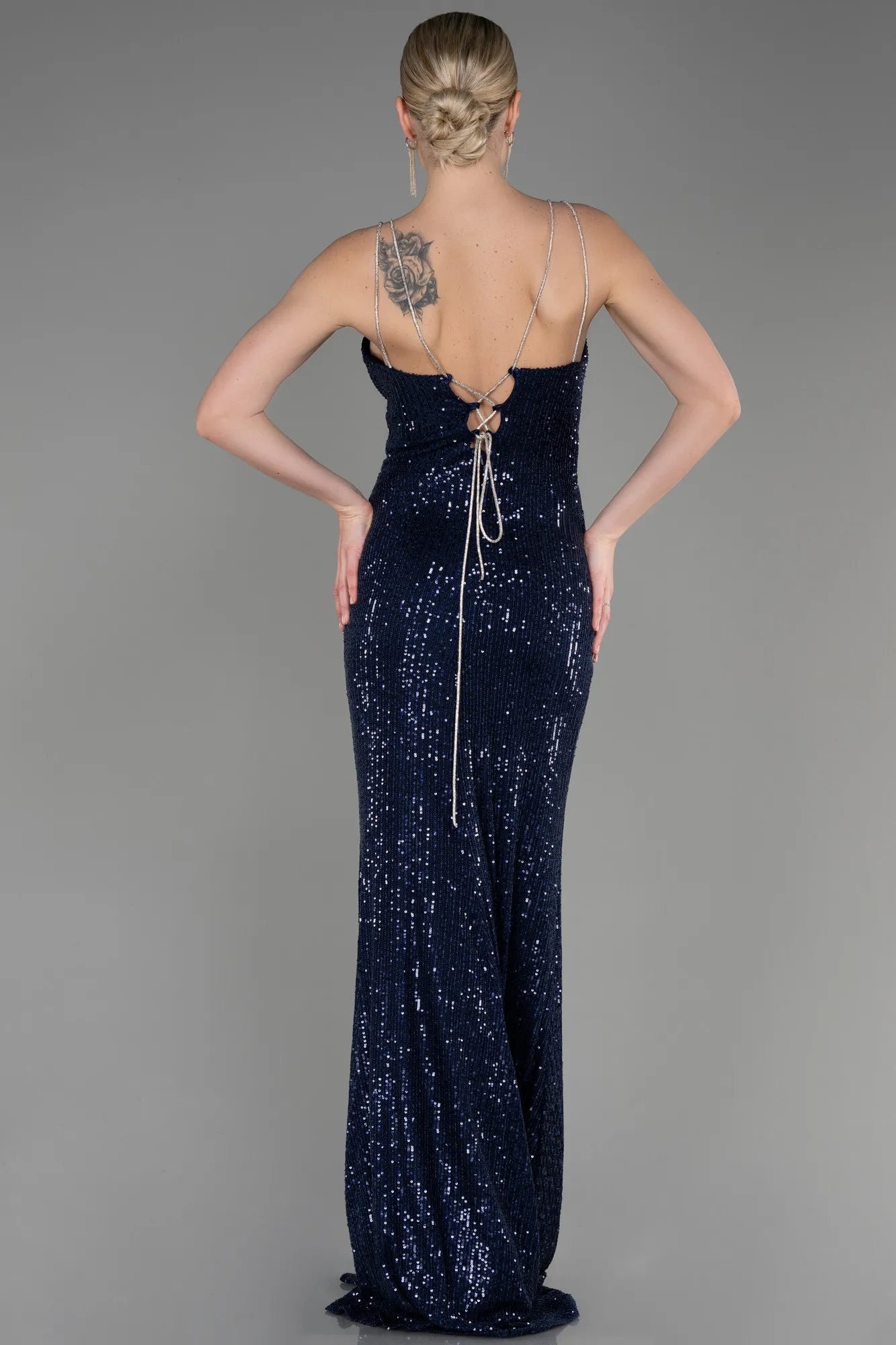 Navy Blue-Long Mermaid Evening Gown ABU3768