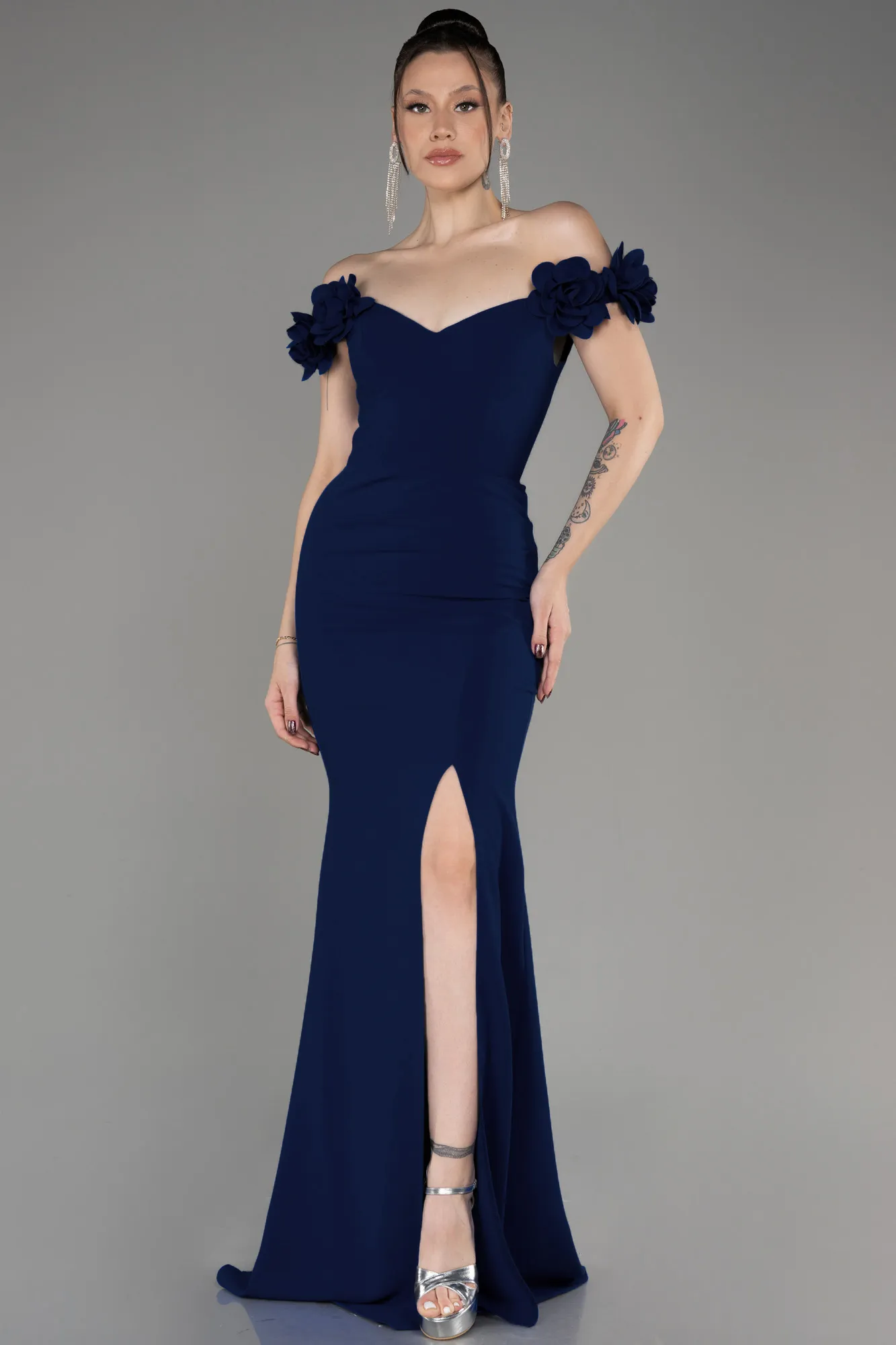 Navy Blue-Long Mermaid Evening Gown ABU3891