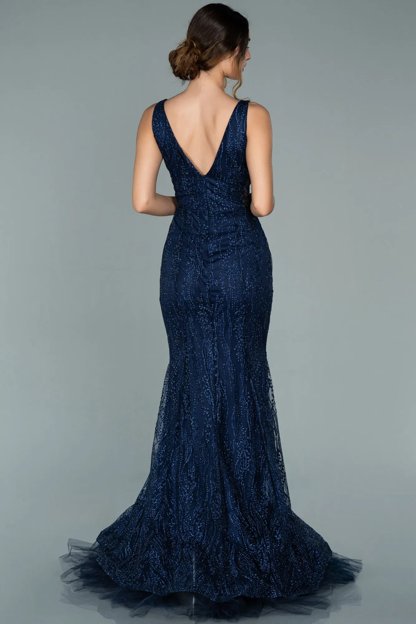 Navy Blue-Long Mermaid Prom Dress ABU1979